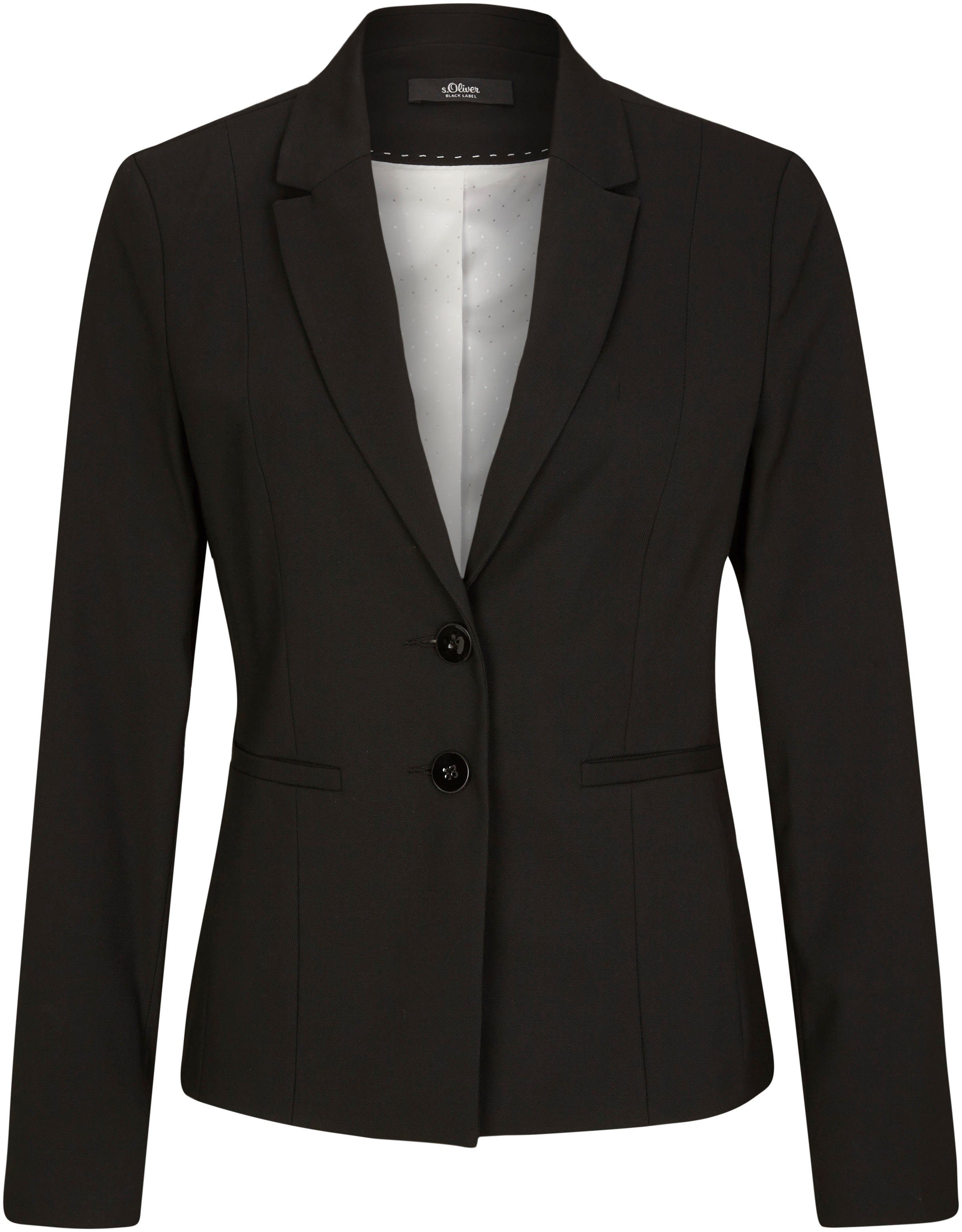 s.oliver black label korte blazer in klassiek model met reverskraag en taillenaden zwart