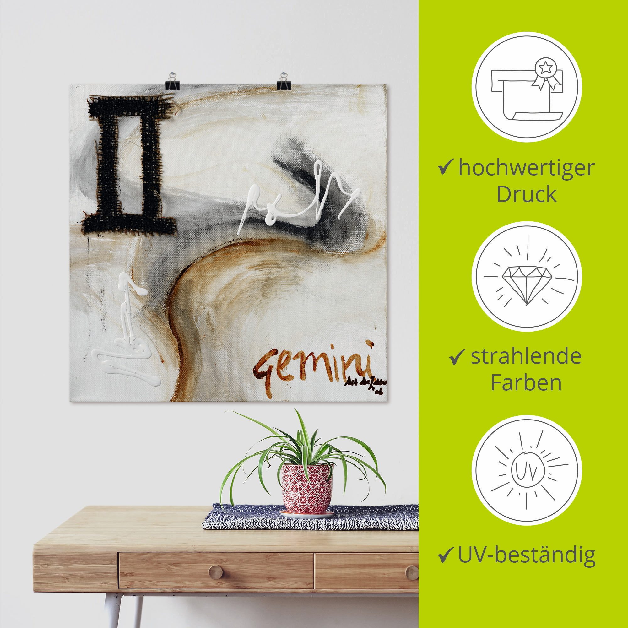 Artland Artprint Tweelingen als artprint op linnen, poster in verschillende formaten maten