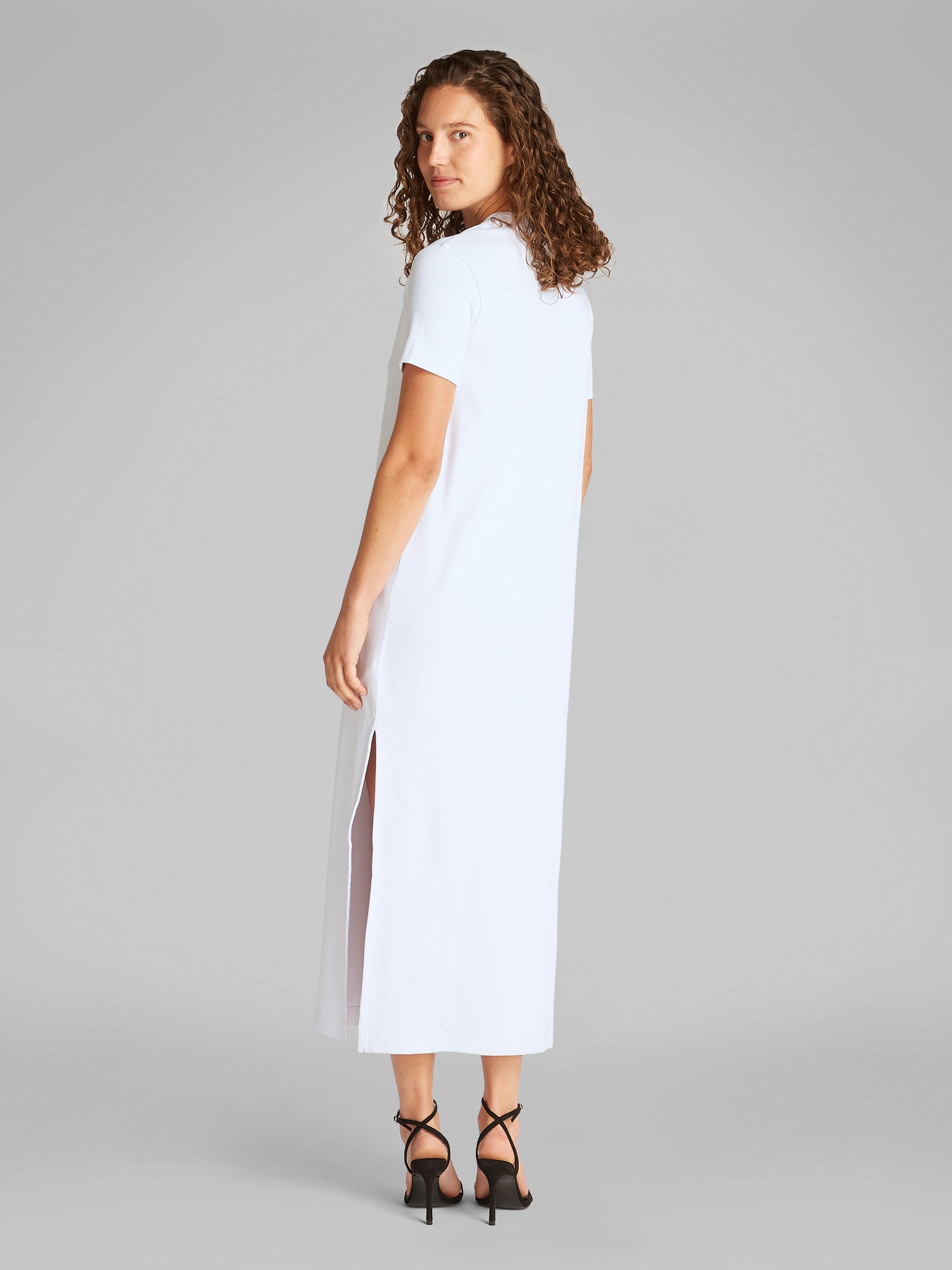 Calvin Klein Midi-jurk MONOLOGO LONG RIB TEE DRESS