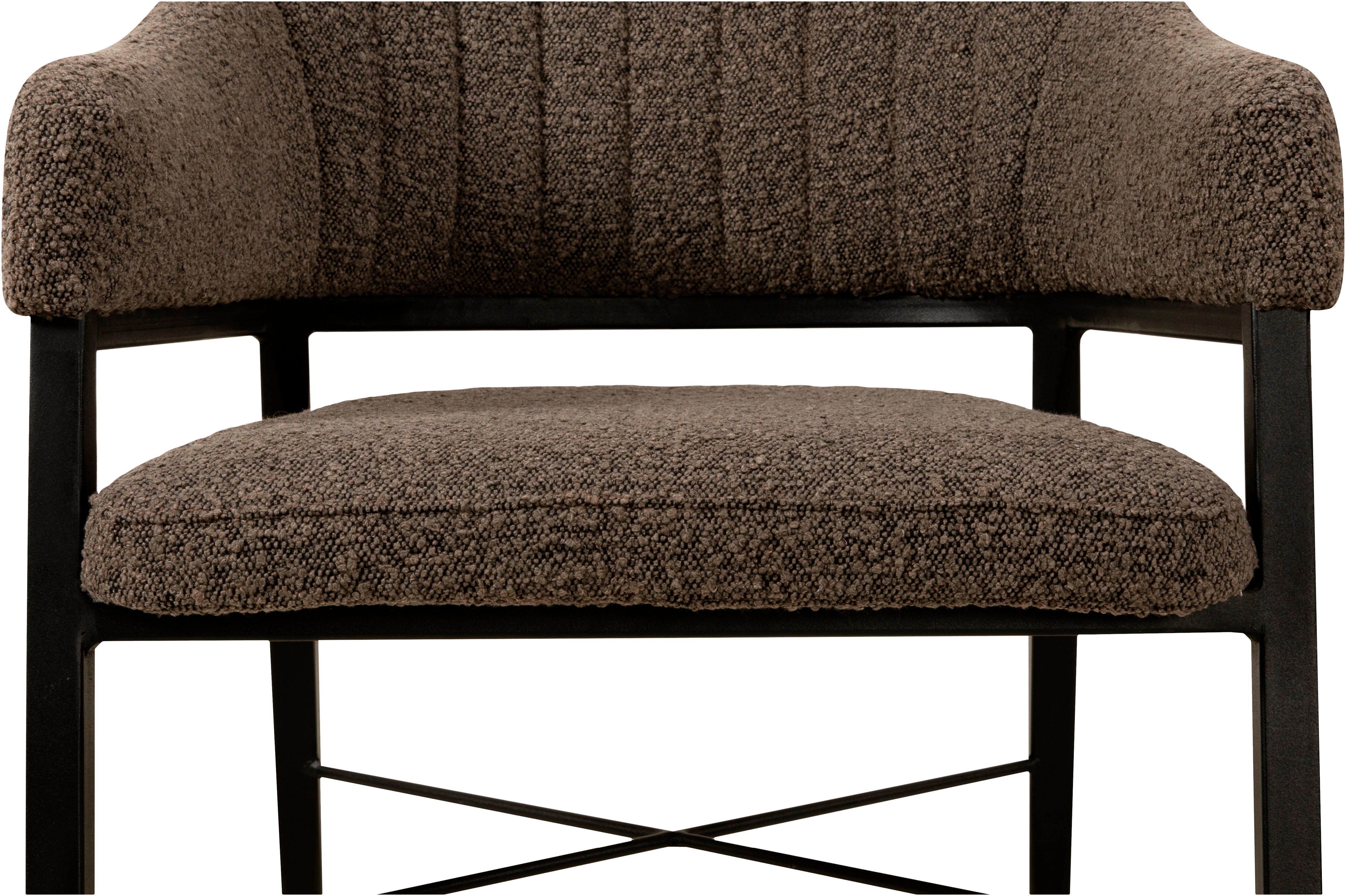OMG Design Stoel met armleuningen Roma comfortabele eetkamerstoel, gestoffeerde stoel met bouclé bekleding