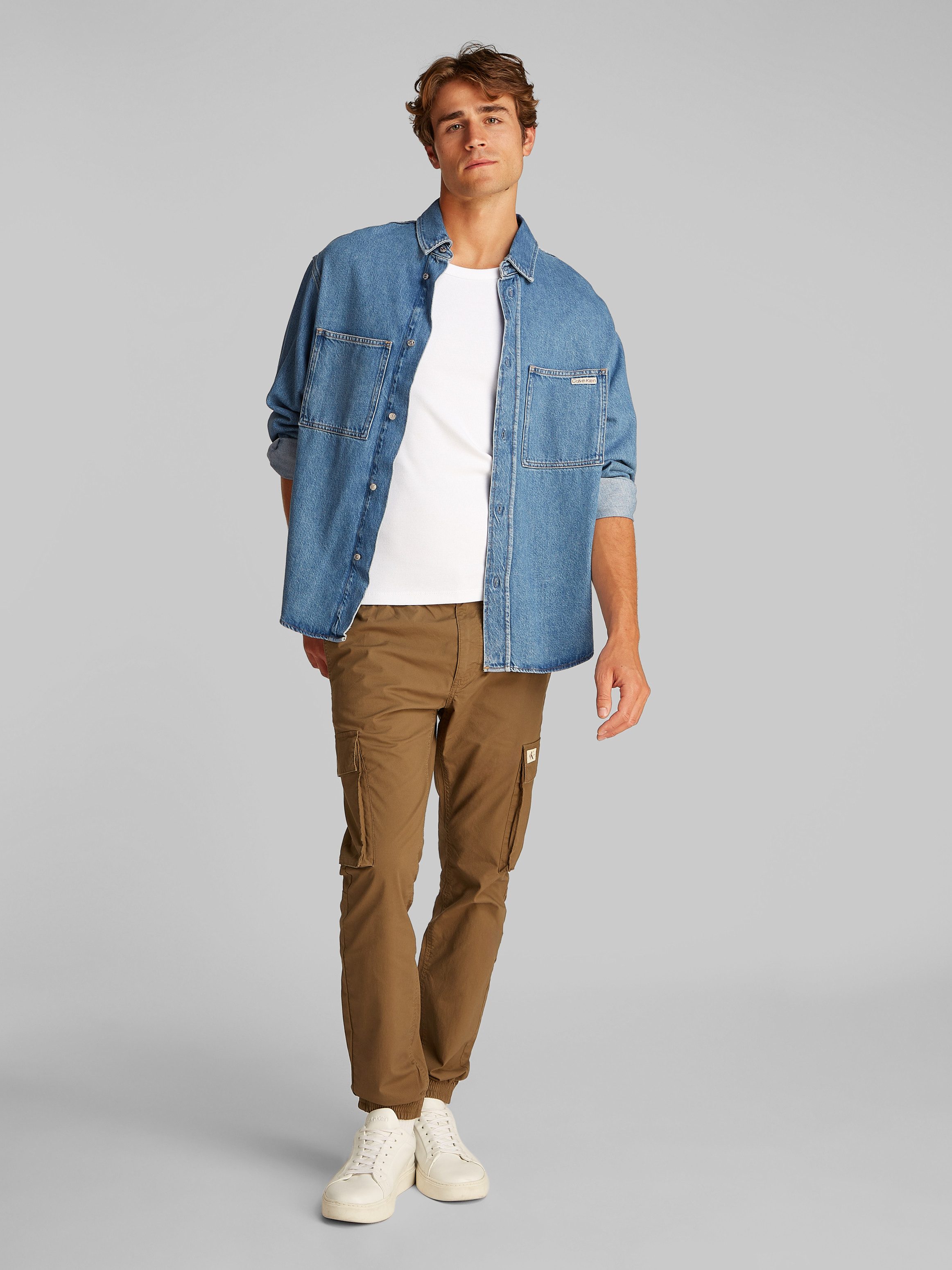 Calvin Klein Jeans overhemd RELAXED DENIM SHIRT in middenblauwe wassing