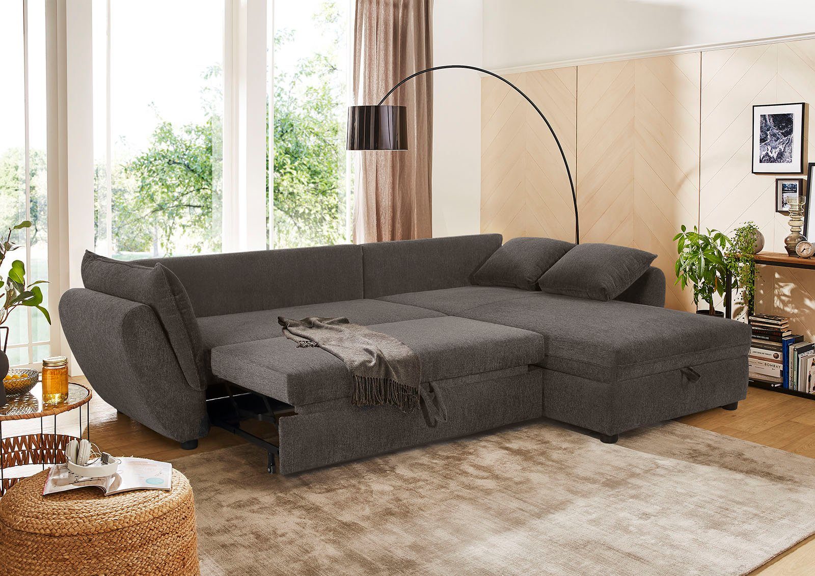 Jockenhöfer Gruppe Hoekbank Jerez L-vorm met bed- en relaxfunctie, opbergvak/bedlade, golfvering, ottomane