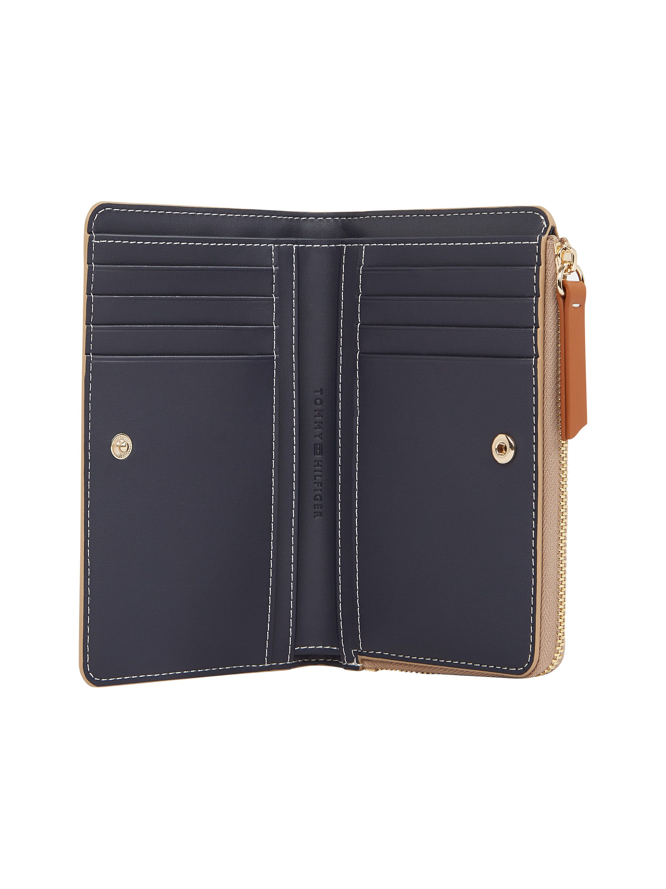 Tommy Hilfiger Portemonnee TH MONOPLAY LEATHER MED 7 WALLET , dames portemonnee met allover logoprint