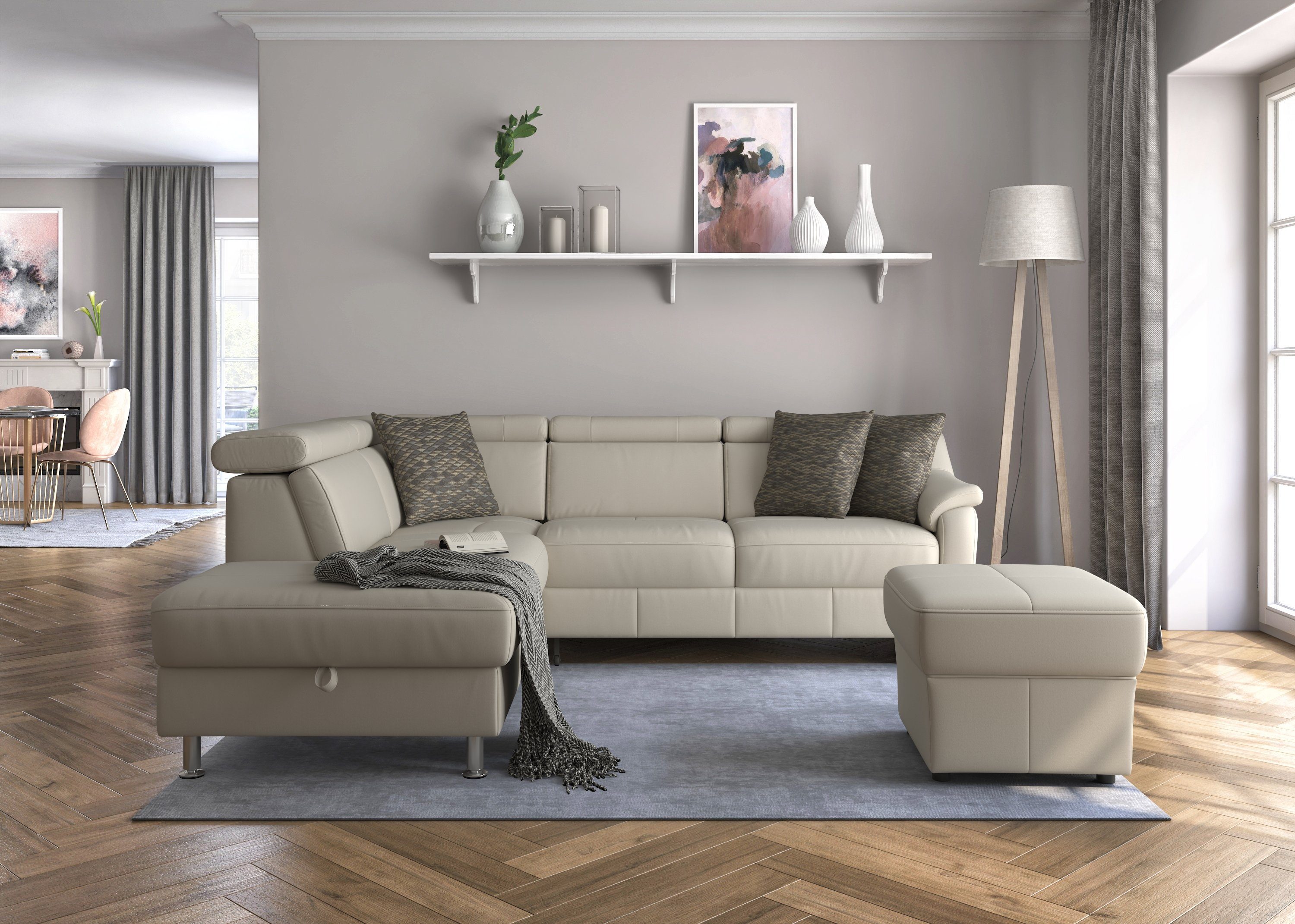 Sit&more Hoekbank Freetown L-vorm met verstelbare hoofdsteun en comfortabele binnenvering