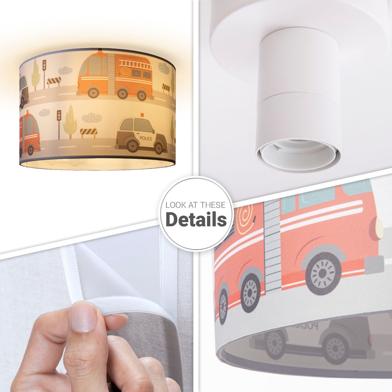 Paco Home Plafondlamp Hugo Capri Kinderkamer plafondlamp speelkamer baby straat auto wolken
