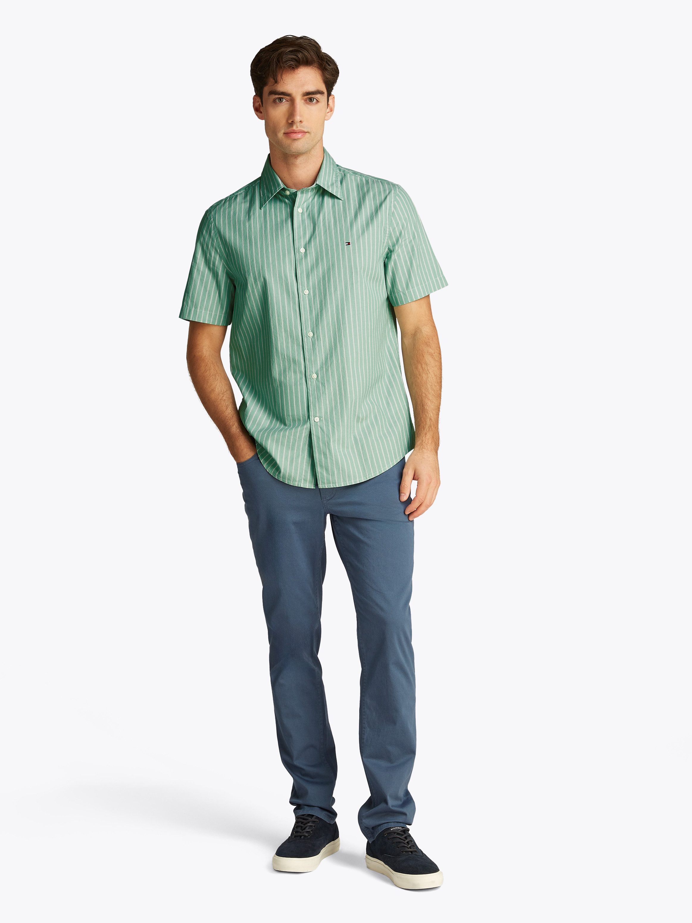 Tommy Hilfiger Overhemd met korte mouwen FLEX POPLIN RETRO STP SS SHIRT