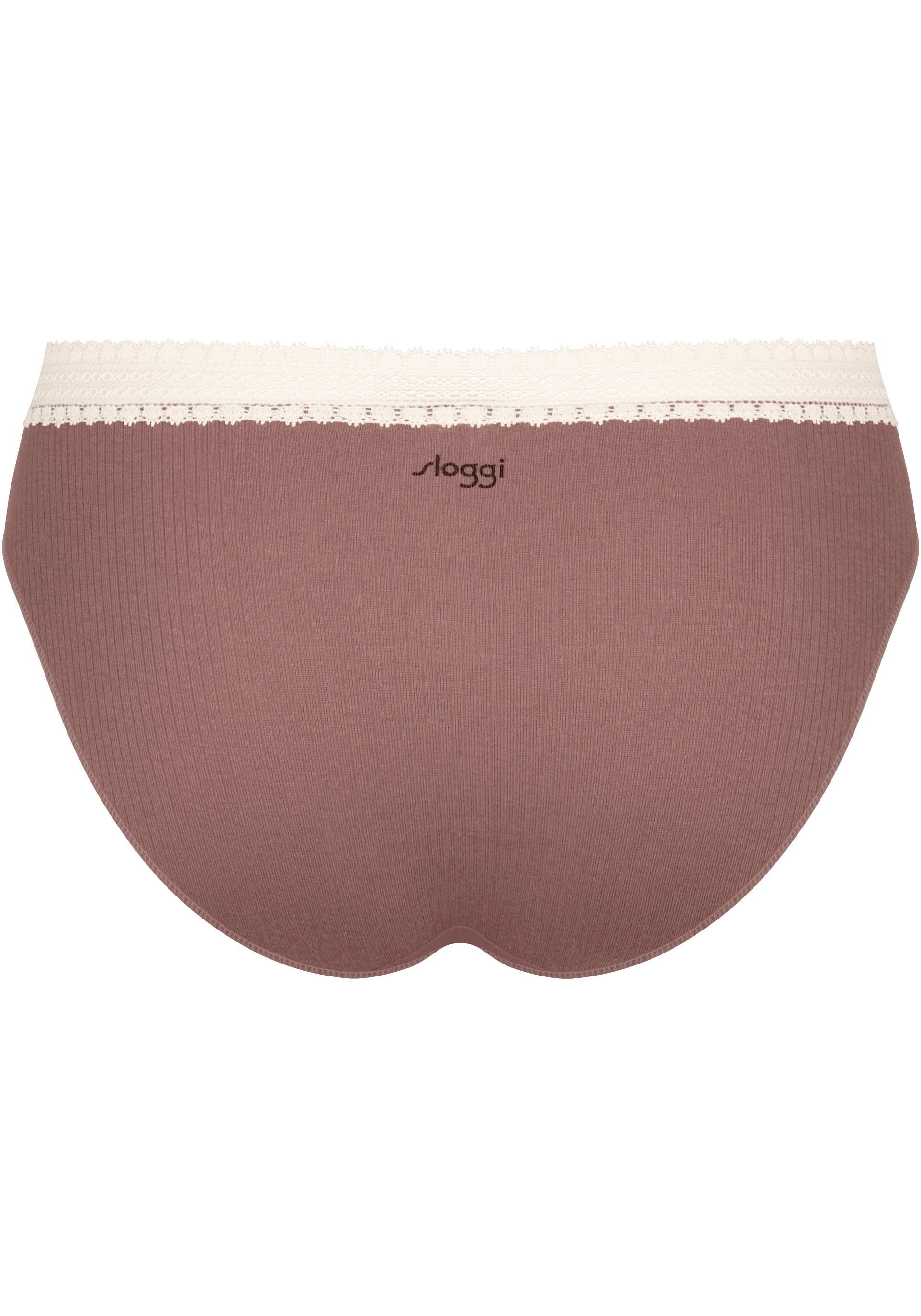 Sloggi Slip GO Ribbed R Tai C2P zachte ribstof met kantafwerking (2 stuks, Set van 2)