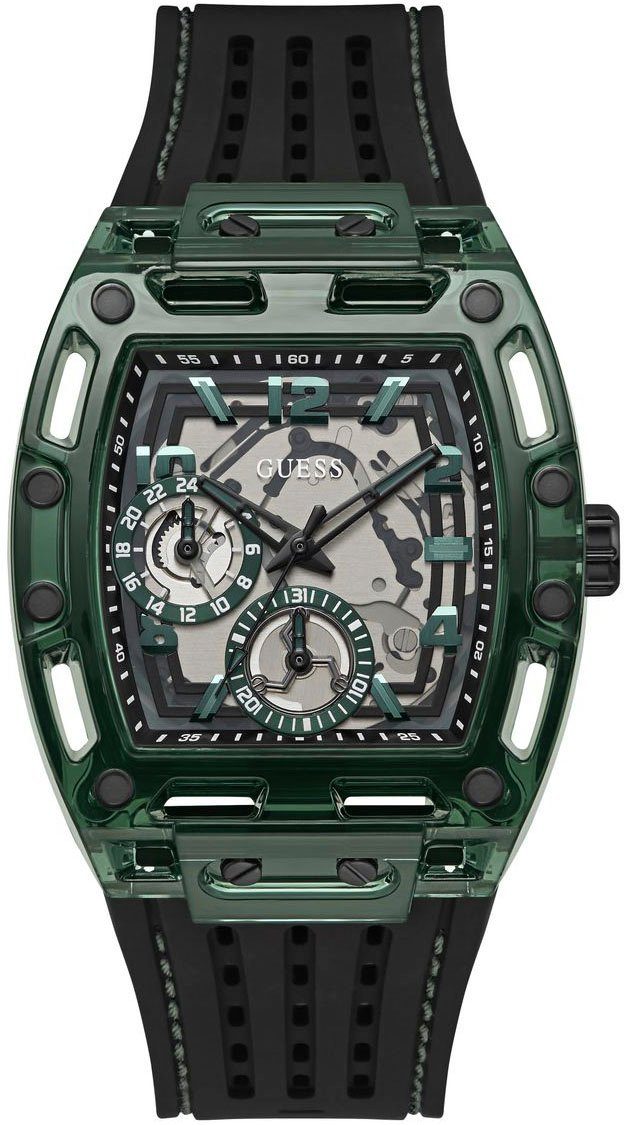 Multifunctionele Phoneix Horloge Zwart-Groen Guess , Green , Heren