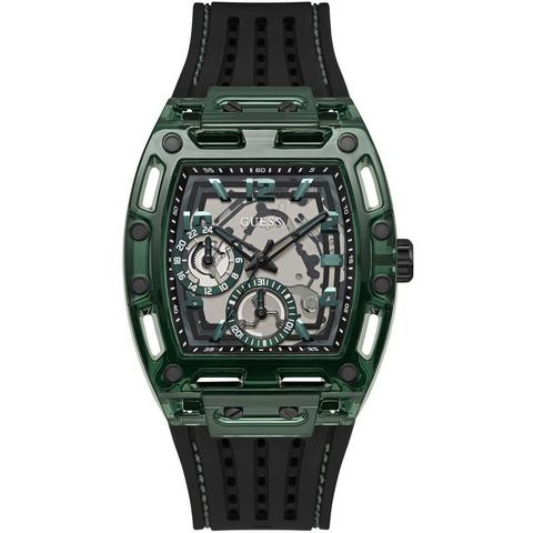 Multifunctionele Phoneix Horloge Zwart-Groen Guess , Green , Heren