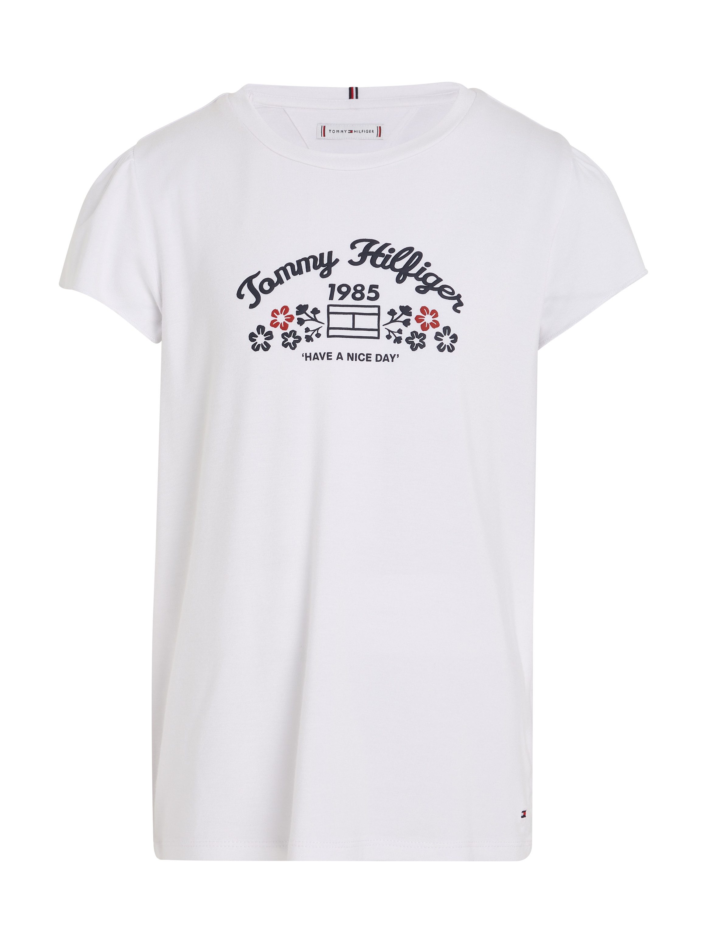 Tommy Hilfiger T-shirt FLOWER PUFF PRINT REG TEE SS Kinderen tot 16 jaar met merkprint