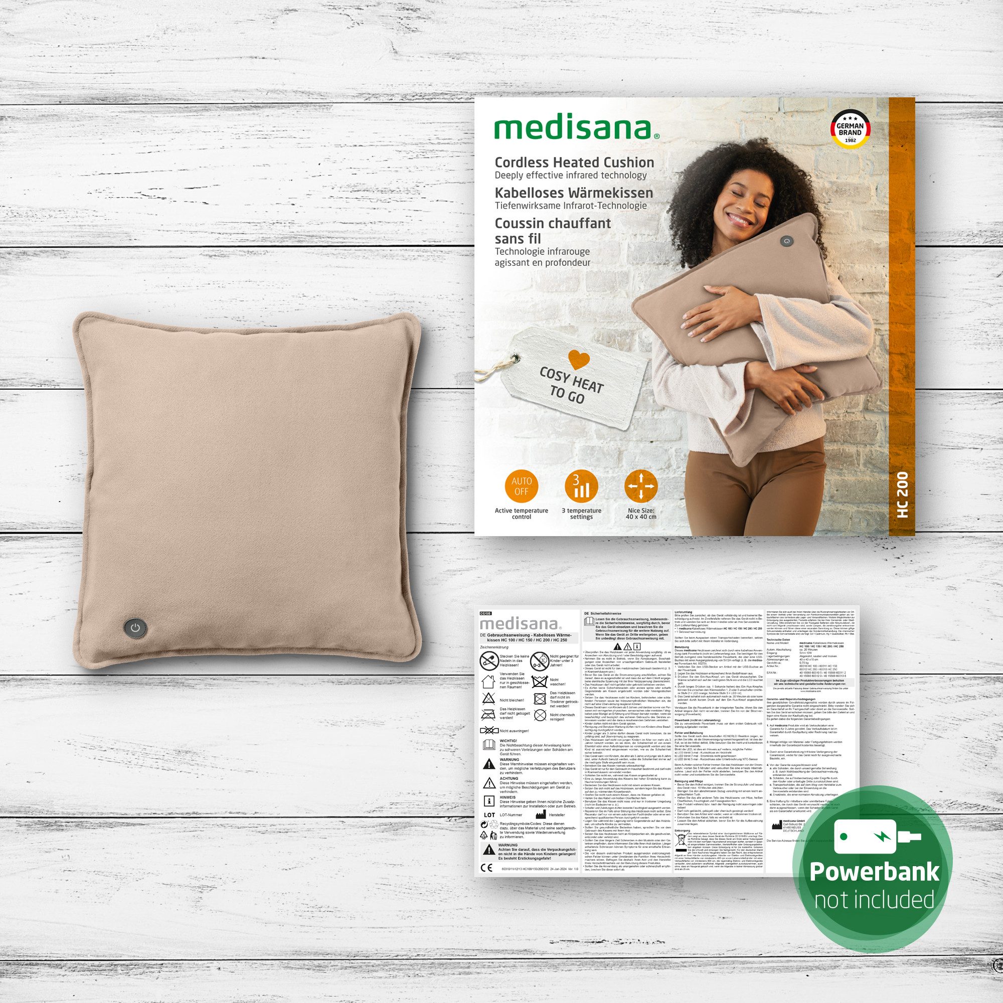Medisana Warmtekussen HC 200 diepwerkend door koolstofvezel met infrarood, draadloze toepassing