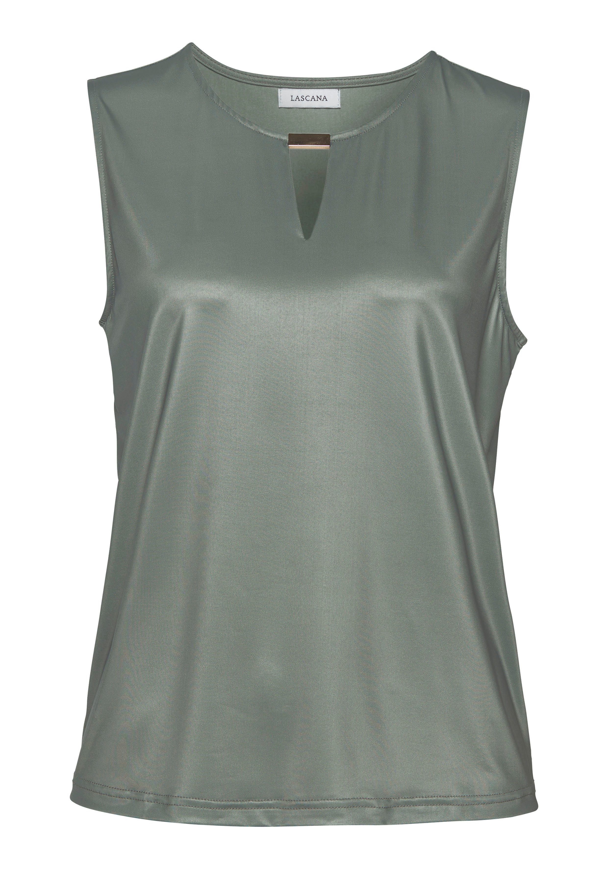 Lascana Tanktop van gladde jerseykwaliteit met cut-out, elegant zomertop, kreukvrij