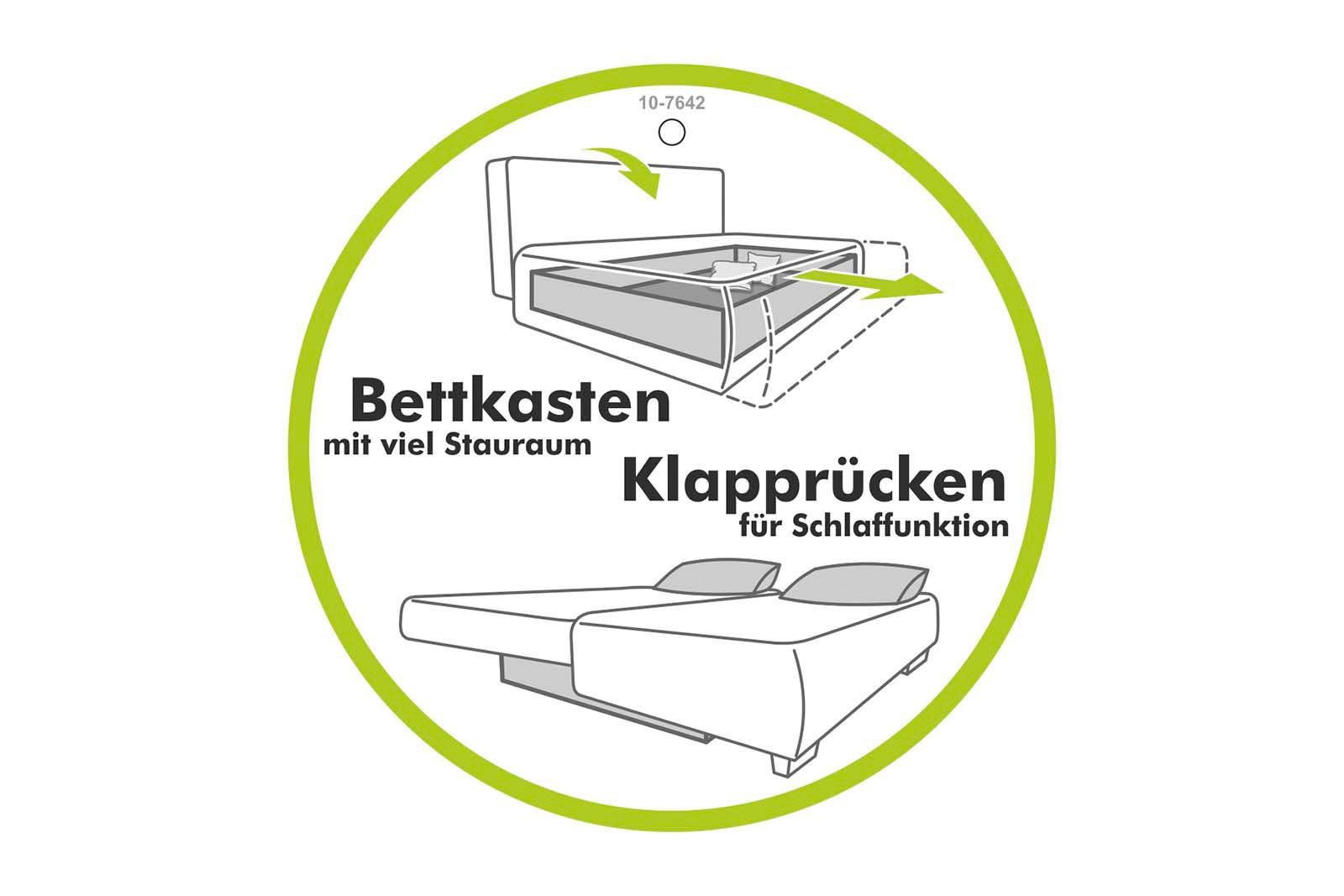 Jockenhöfer Gruppe Slaapbank Calli, geschikt als vaste slaper, met tonvormige pocketveren + zigzag veren in de zitting + rugleuning, bedbox