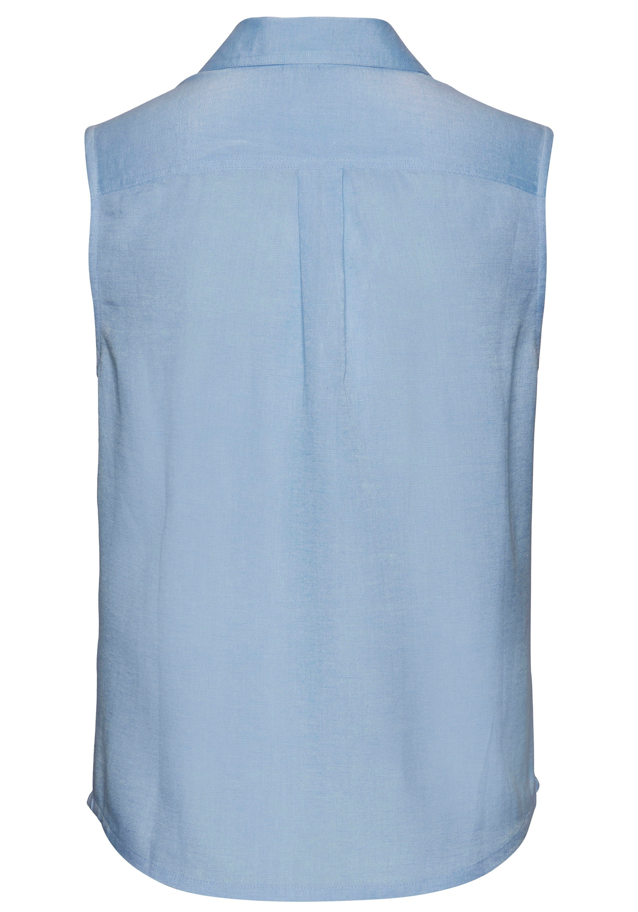 Lascana Top van zachte geweven stof met linnenpercentage damesblouse met overhemdkraag