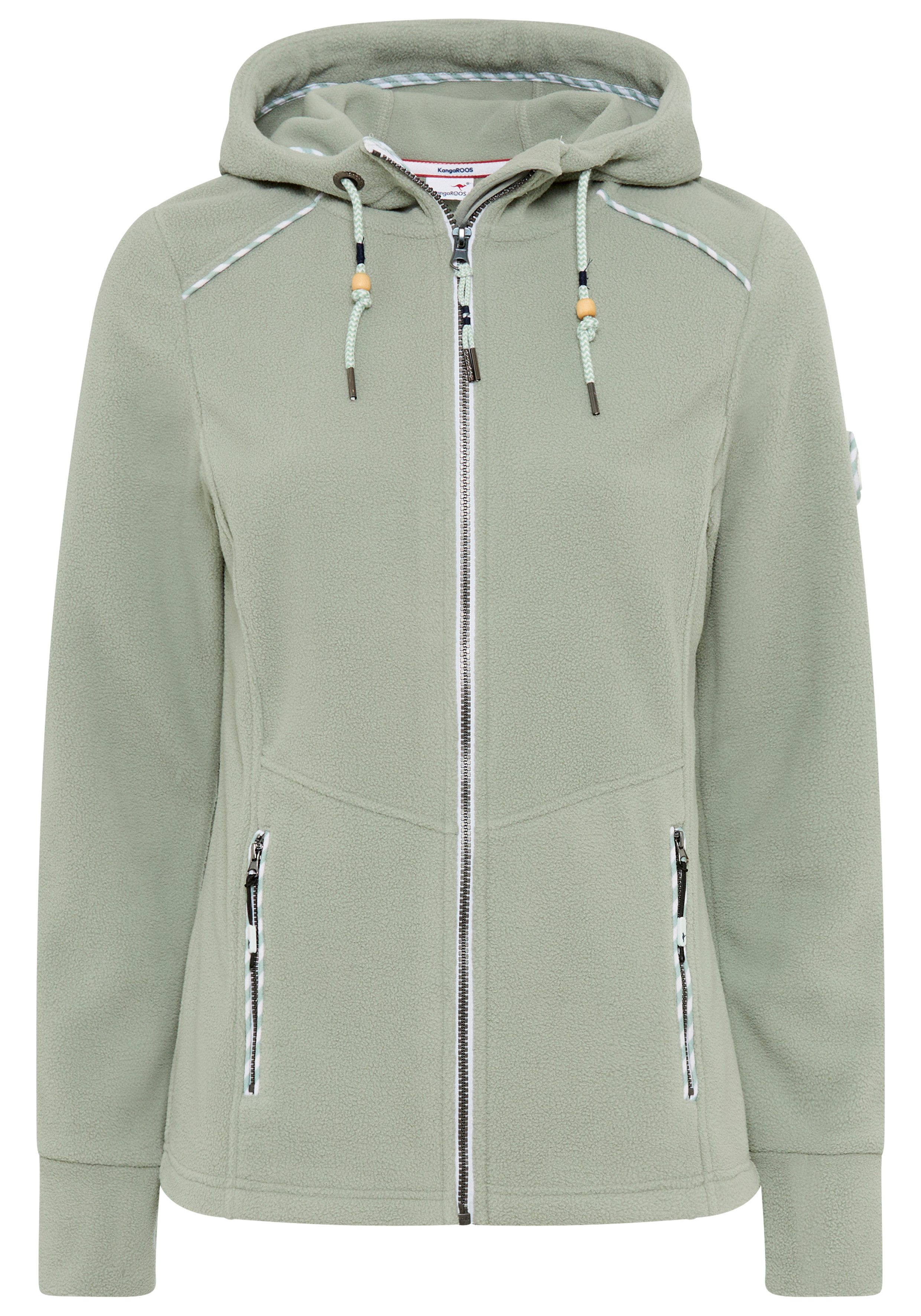 KangaROOS Fleecejack van polyester, figuurvolgende pasvorm, met capuchon en koord