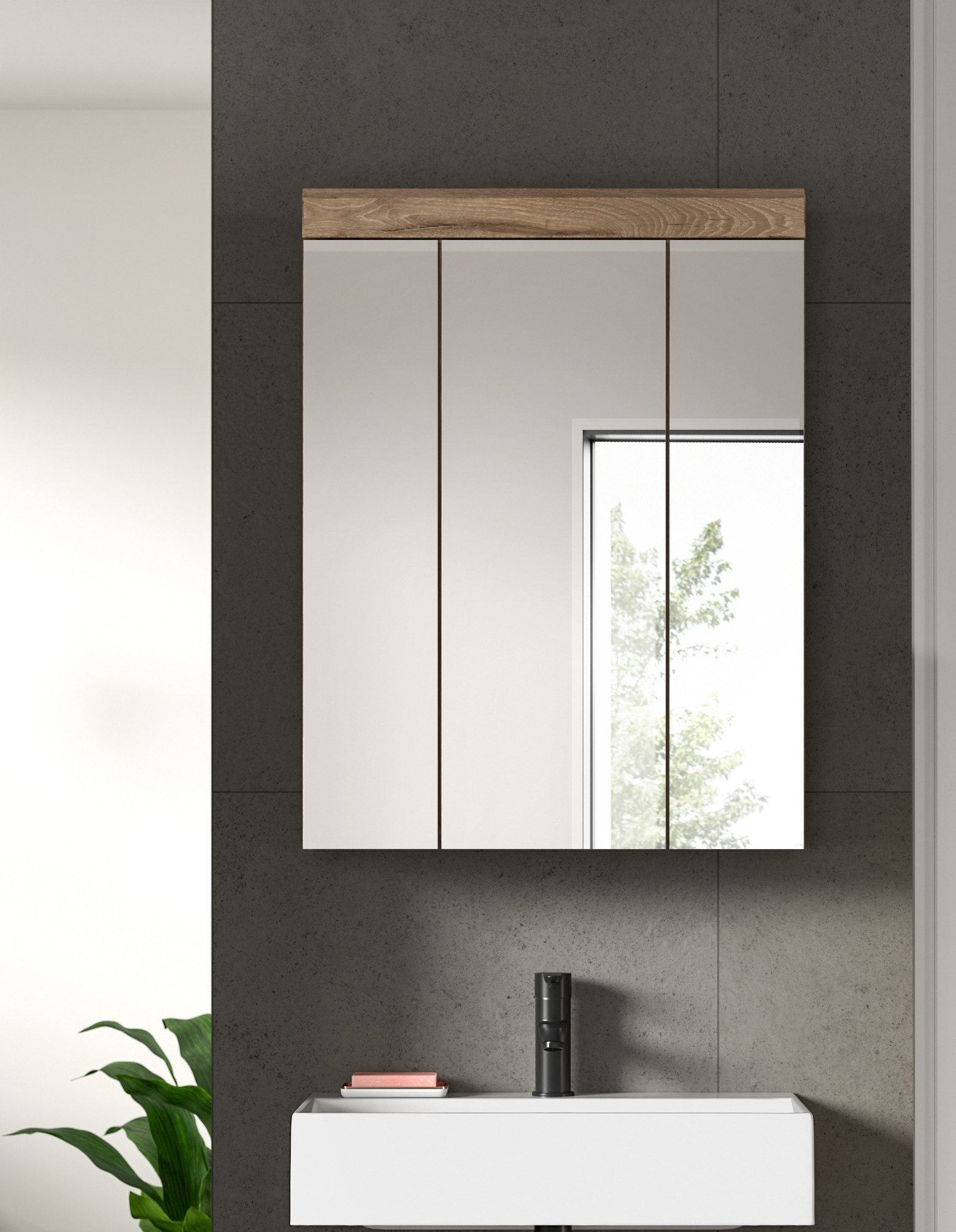 INOSIGN Badkamerspiegelkast Siena, breedte 60 cm, 3 spiegelt deuren, 9 vakken, 6 legplanken in verschillende kleuren verkrijgbaar, badkamermeubels, spiegel, badkamerkast, badkamer