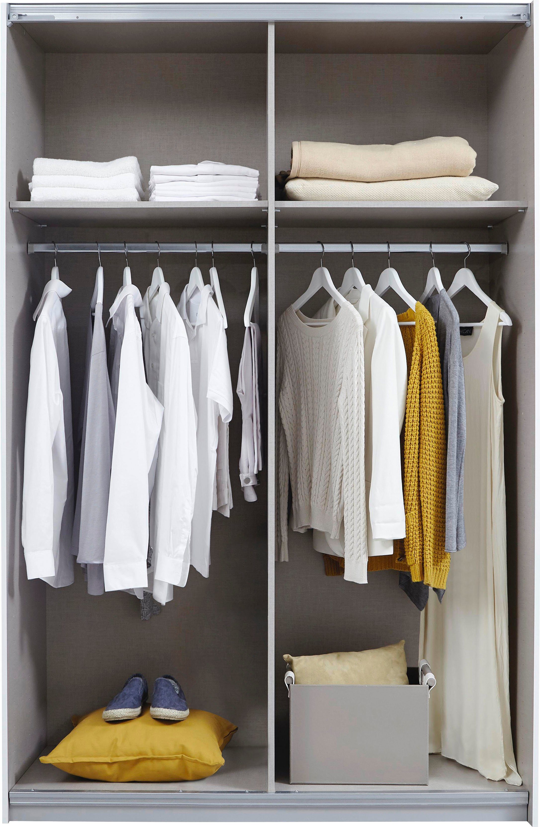 rauch Zweefdeurkast Quadra kledingkast BESTSELLER kast garderobe met mogelijkheid tot individuele frontuitvoering, lichtlopende deuren