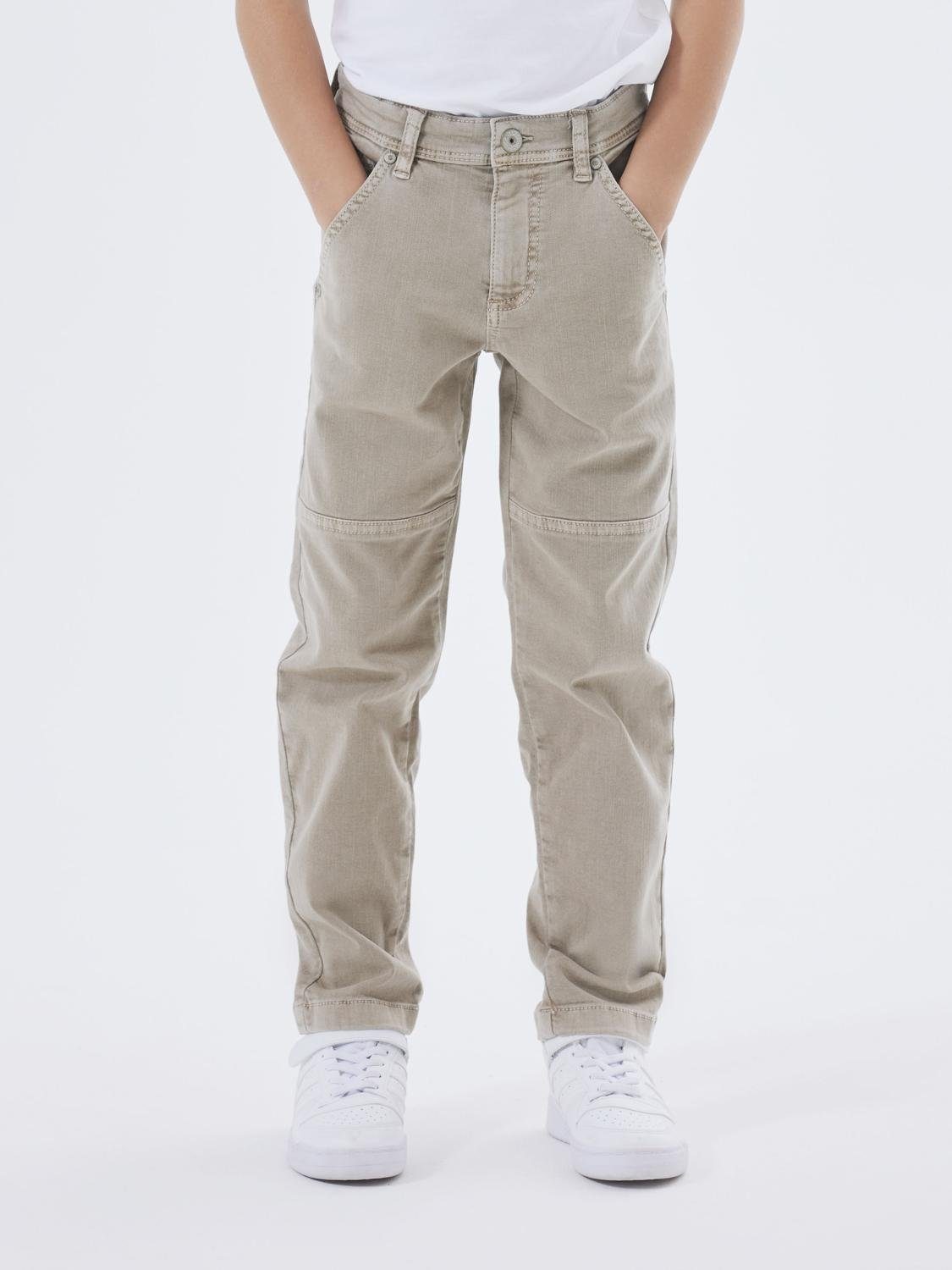 Name it KIDS tapered fit broek NKMSILAS beige Jongens Stretchkatoen Effen 128