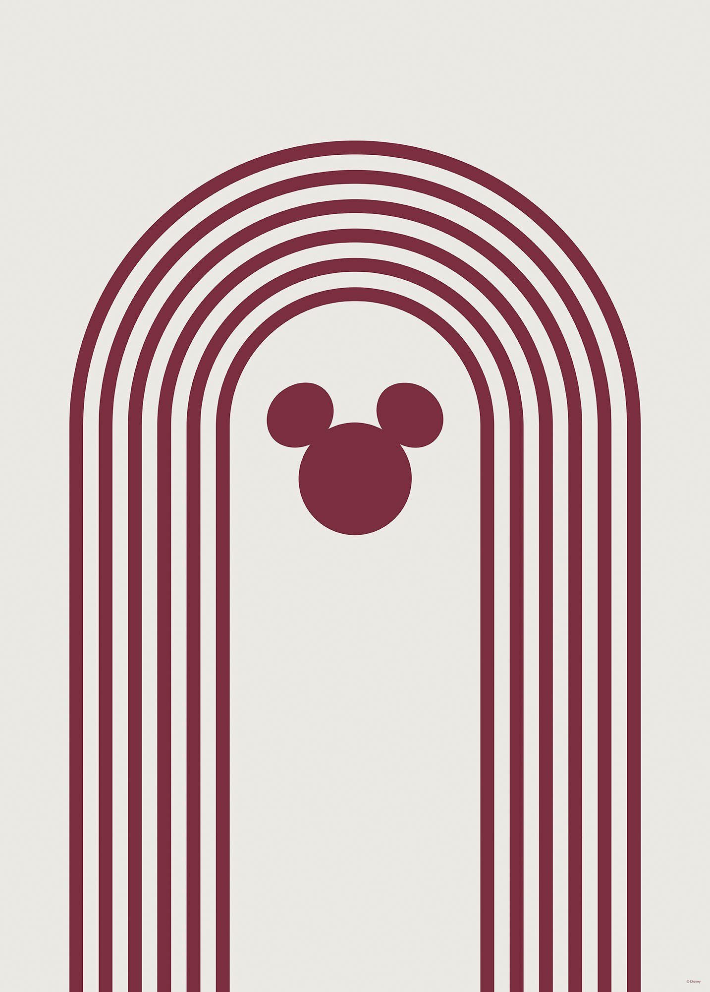 Komar Wanddecoratie Minimal Mickey Wanddecoratie voor de kinderkamer - zonder lijst (1 stuk) foto schilderijen maat 50 cm x 70 cm rood