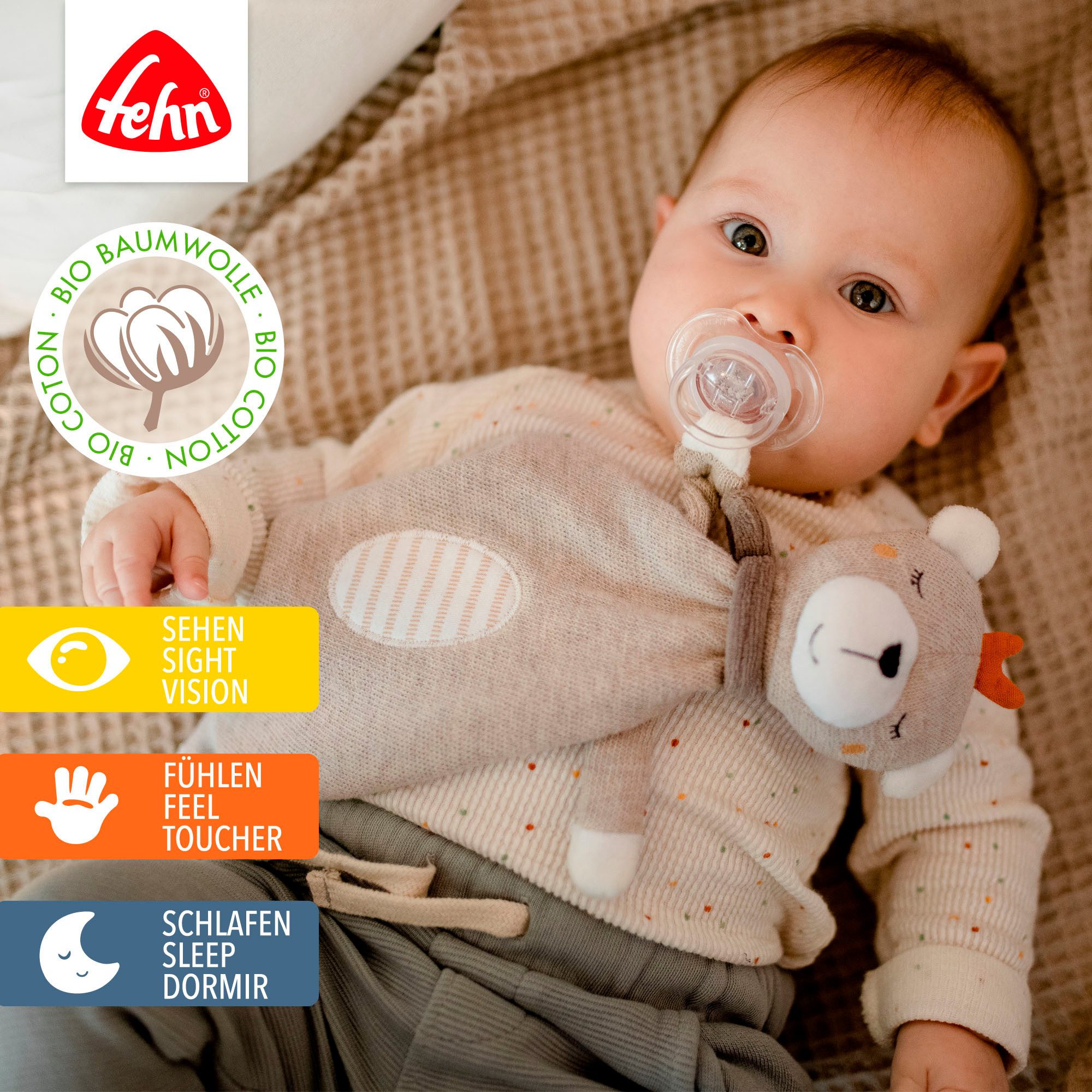 Fehn Knuffeldoekje FehnNATUR, knuffeldoek teddy