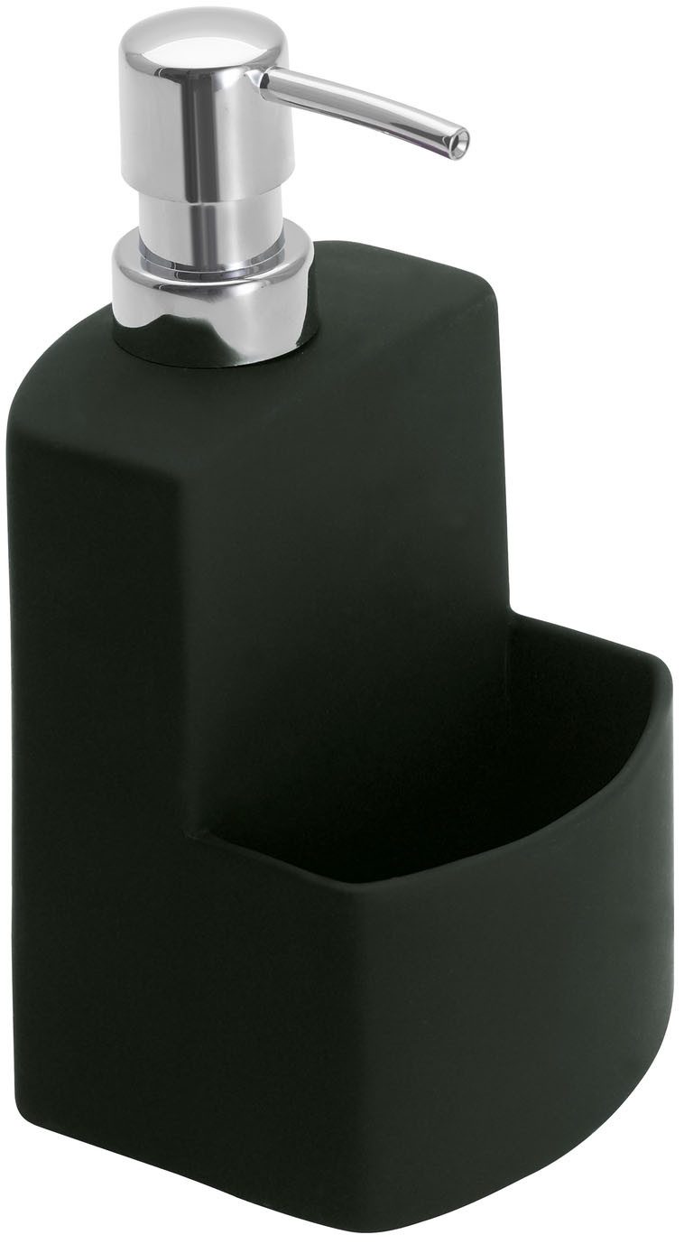 WENKO Dispenser voor afwasmiddel Model Festival van keramiek, soft-touch coating, met afwasponsvak, 380 ml (1-delig)