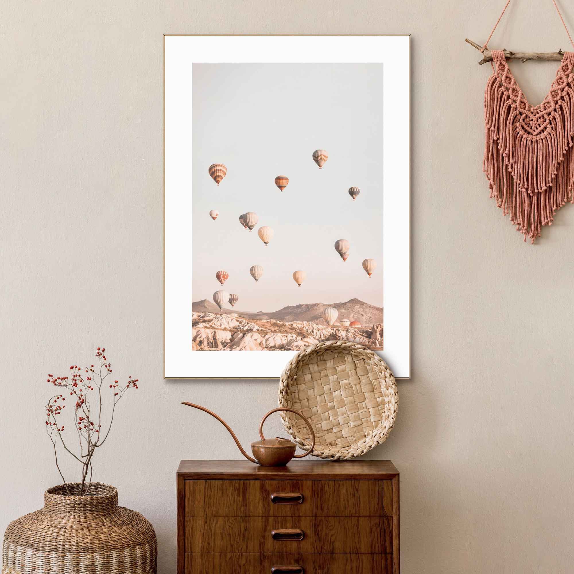 Reinders! Wanddecoratie Ingelijste afbeelding heteluchtballon ballonvaart - Cappadocië - vrijheid