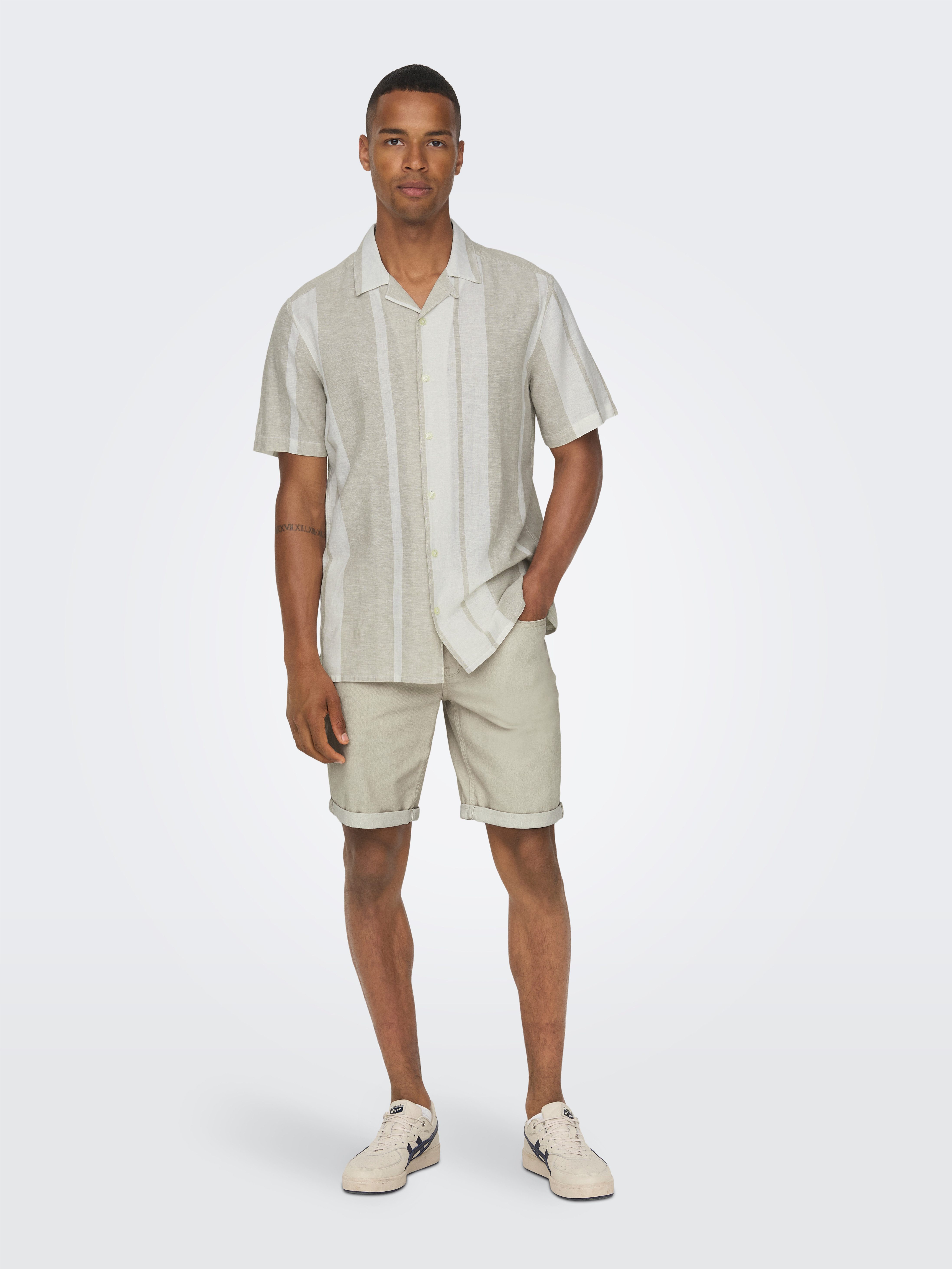 ONLY & SONS Overhemd met korte mouwen ONSCAIDEN SS STRIPE LINEN RESORT NOOS