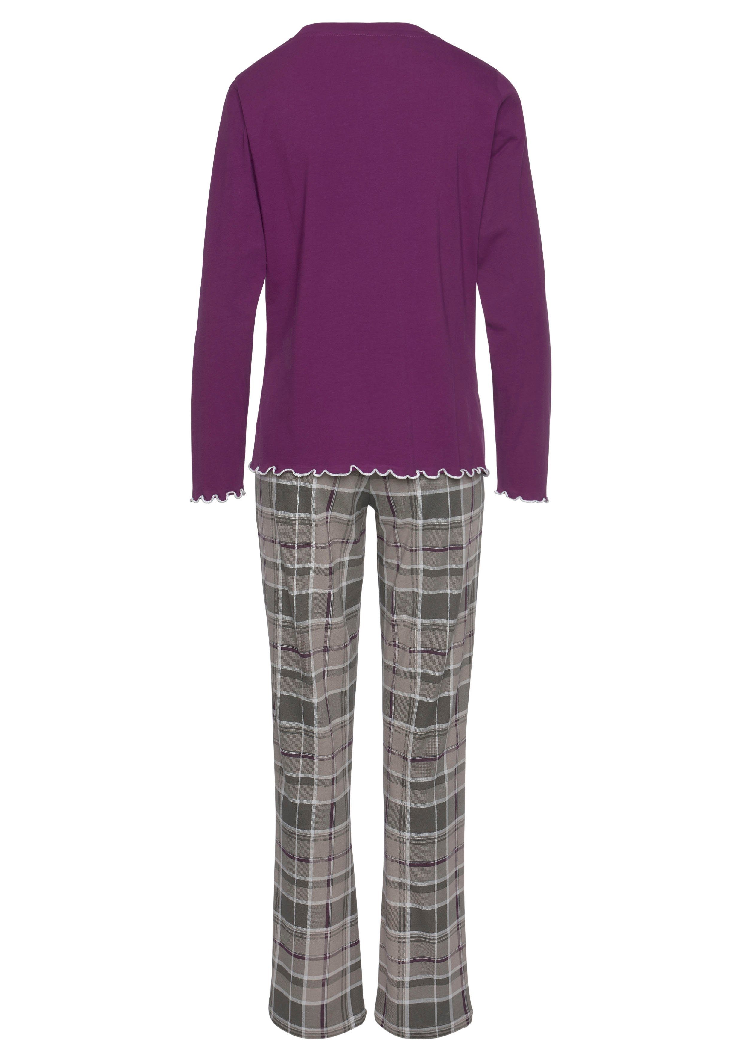 Lascana Pyjama met flanellen broek in ruitpatroon (2-delig, 1 stuk)