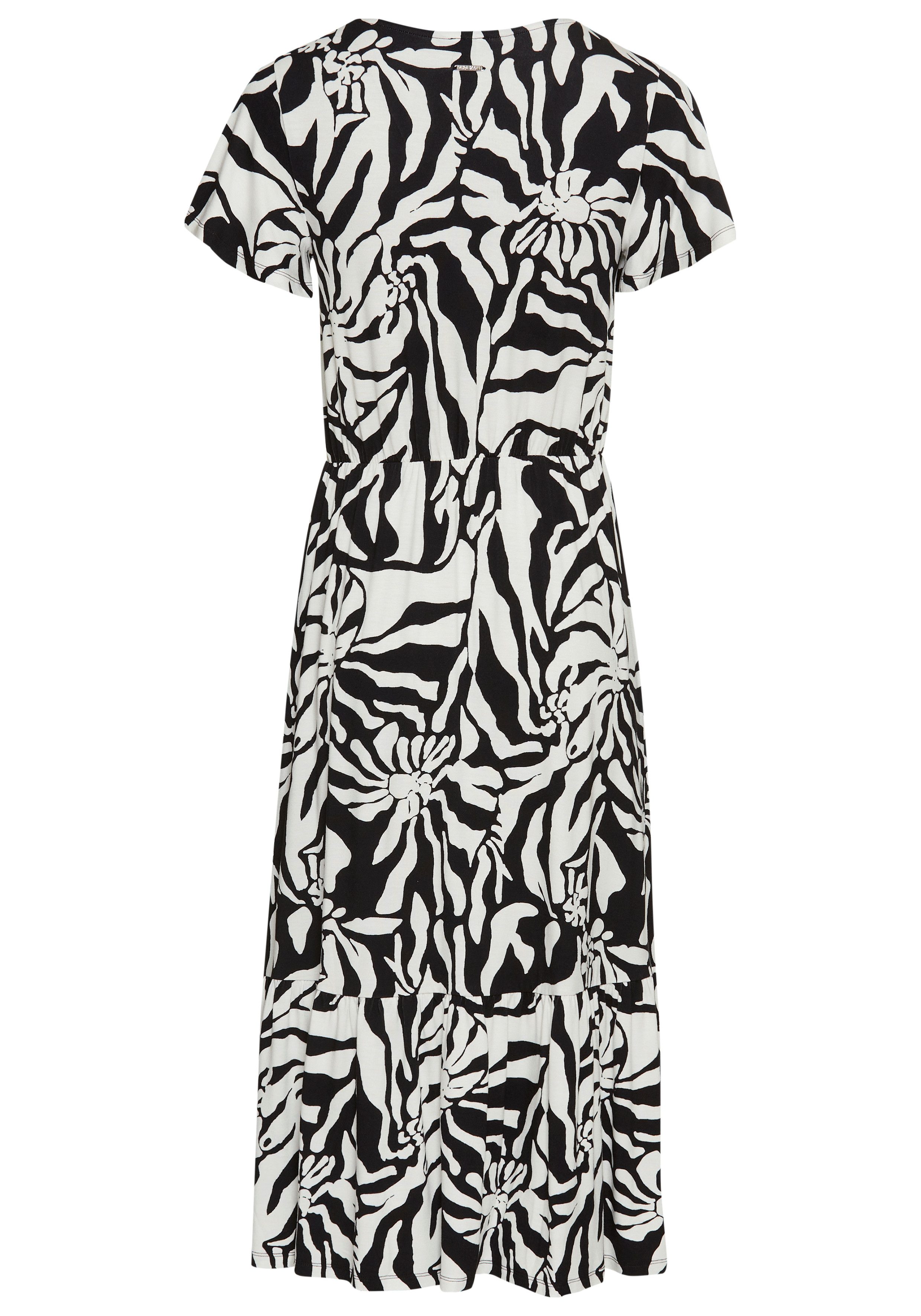 Laura Scott Midi-jurk in opvallend zebra-look met vleugel mouwen - nieuwe collectie