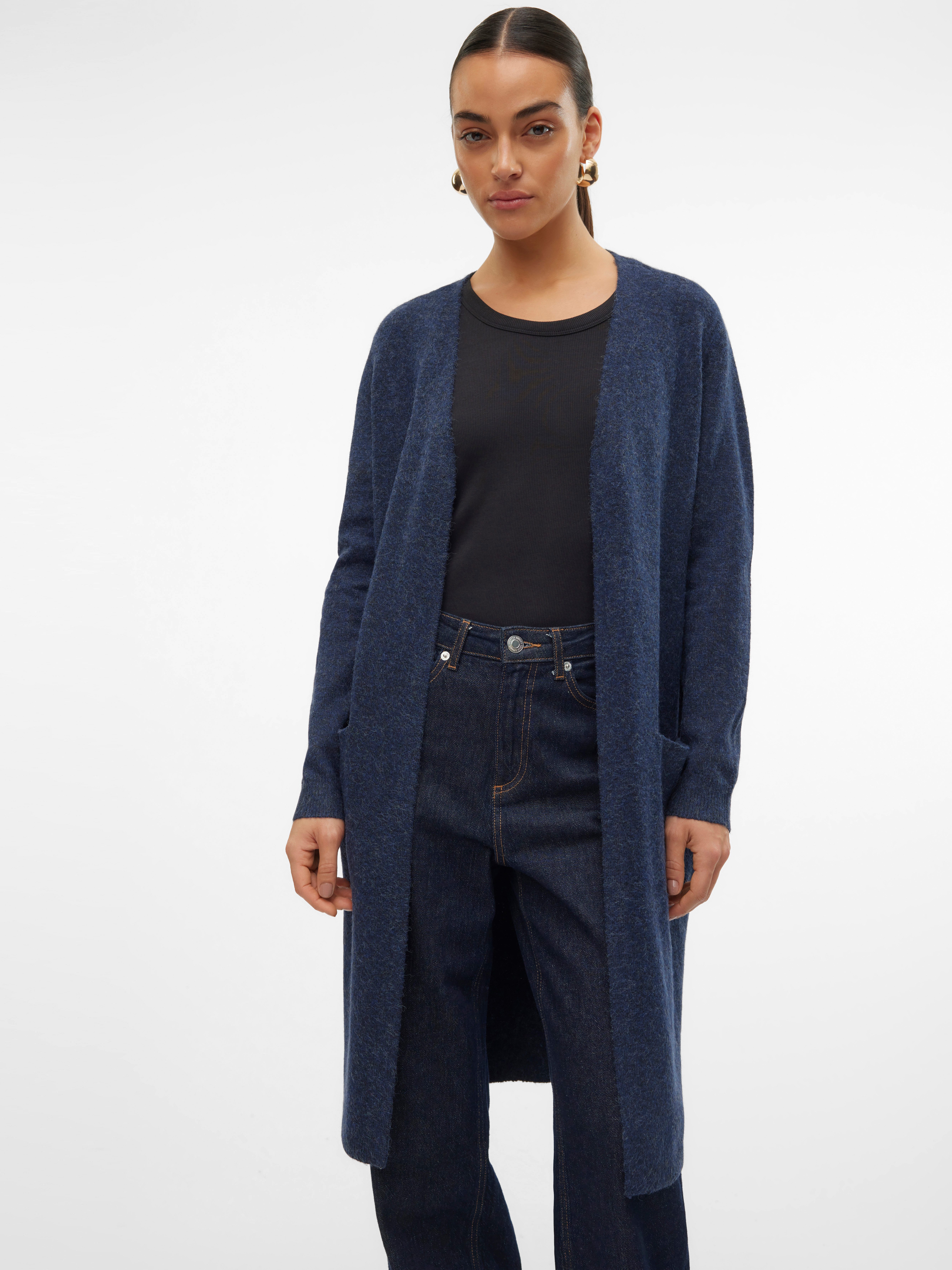 Vero Moda Vest VMDOFFY LS LONG OPEN CARDIGAN GA NOOS dames vesten maat M (38) blauw