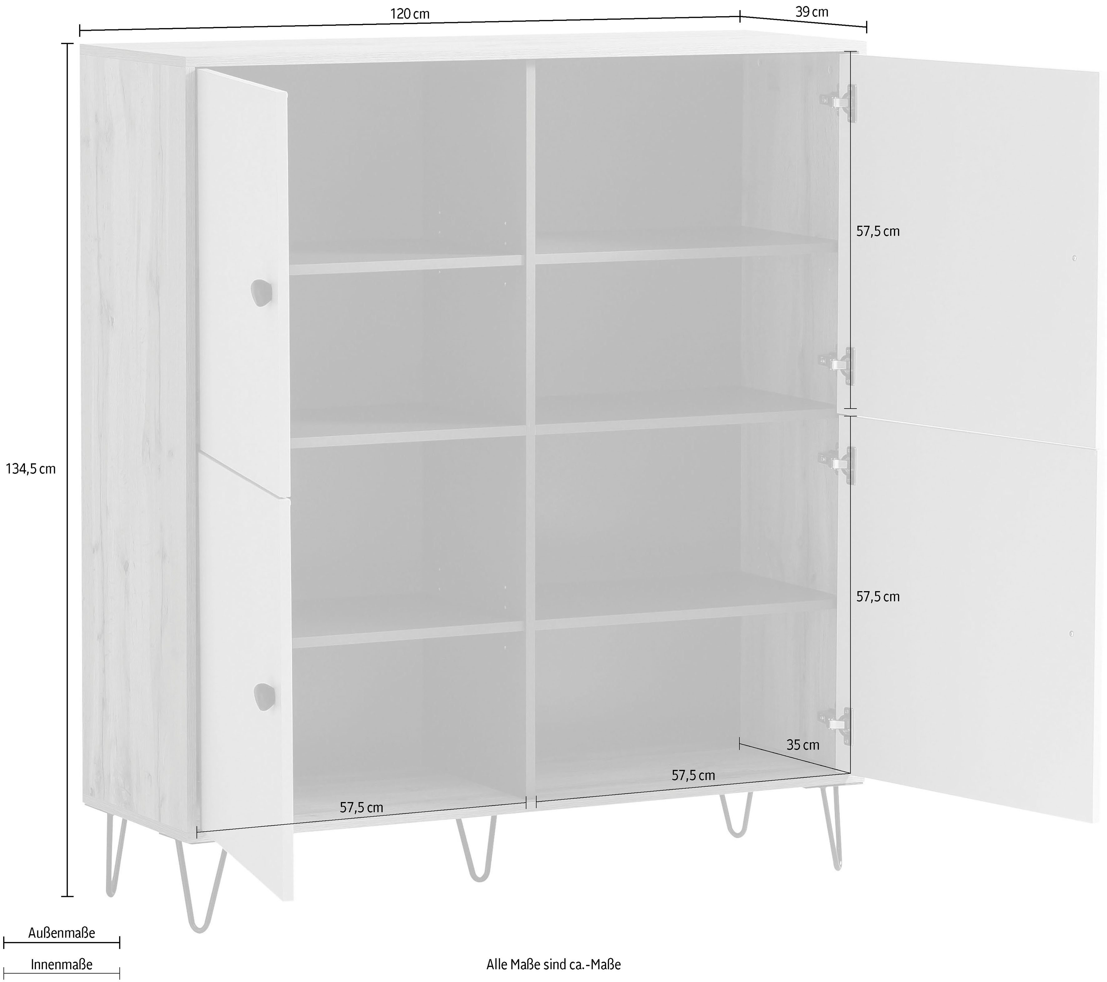LOOKS BY WOLFGANG JOOP Highboard Looks Organic Met hoogwaardig metalen beslag en soft-closescharnieren