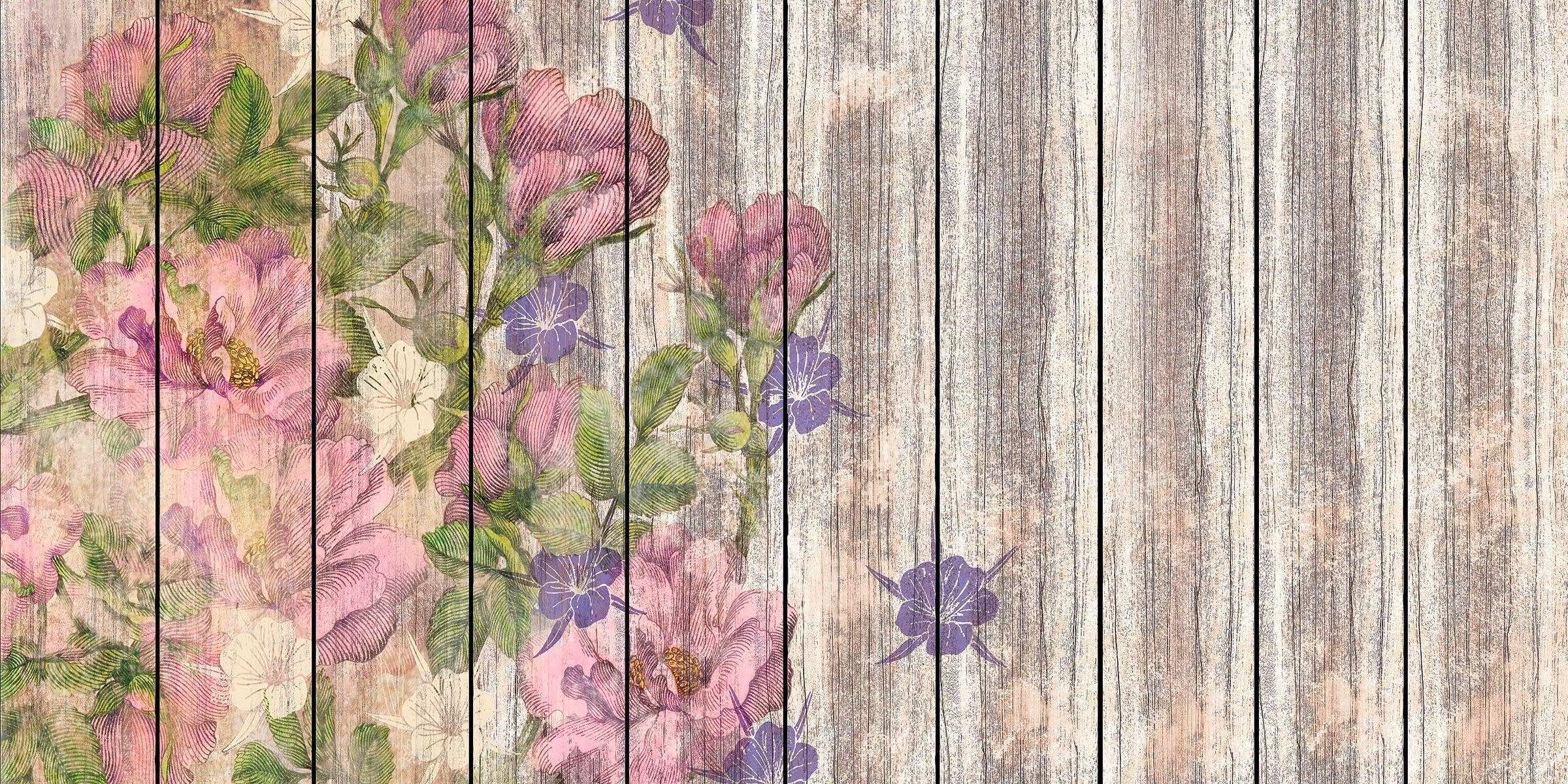 Komar Vliesbehang Vintage rose (breedte x hoogte), vliesbehang, 100 cm baanbreedte (1 stuk) zelfklevend behang maat 5 m x 2,5 m multicolor