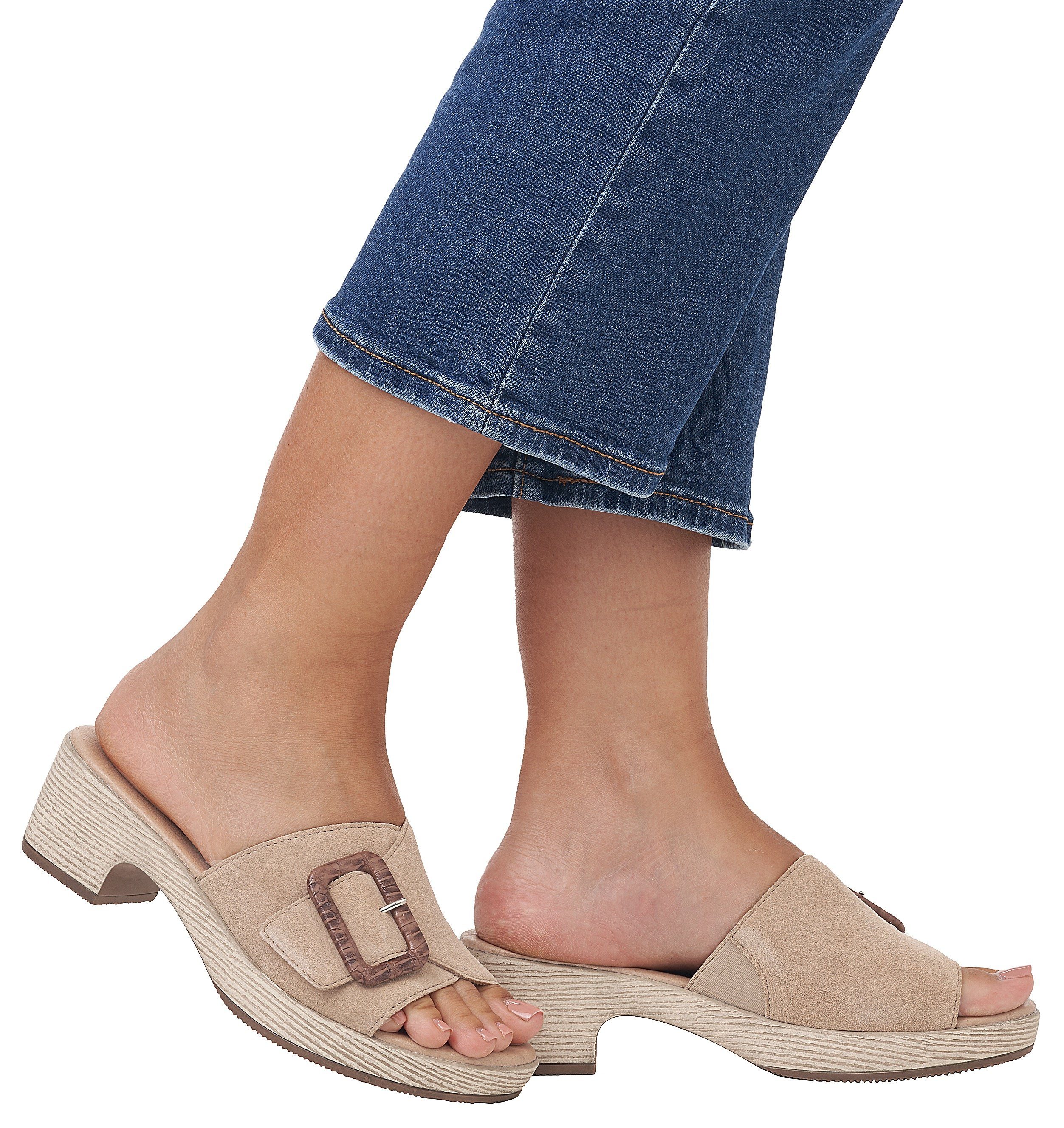 Remonte Slippers ELLE-Collection blokhak, zomerschoen, slippers, decoratieve gesp, elle-collectie