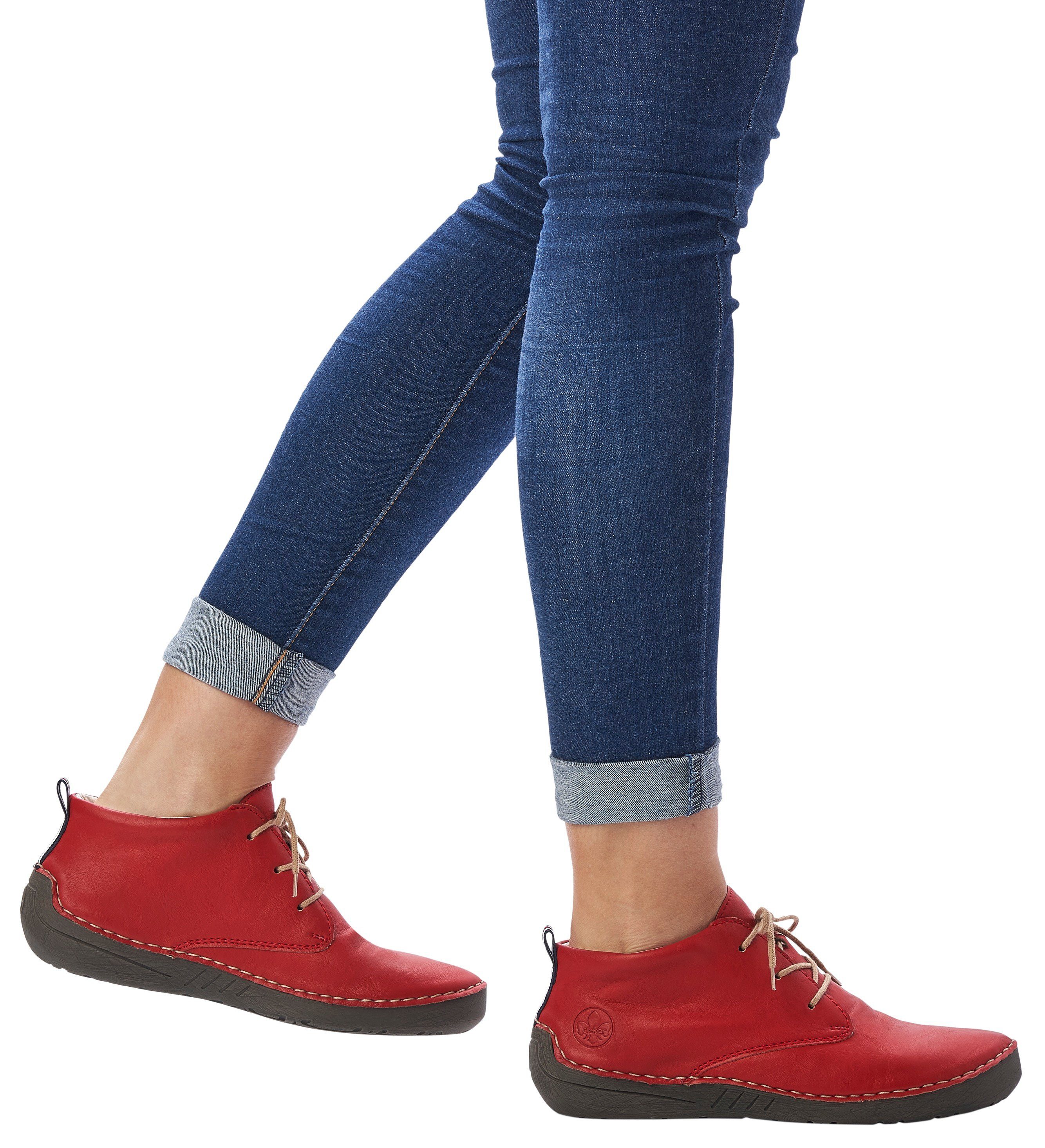 Rieker Hoge veterschoenen enkellaars, veterschoen met kadernaad