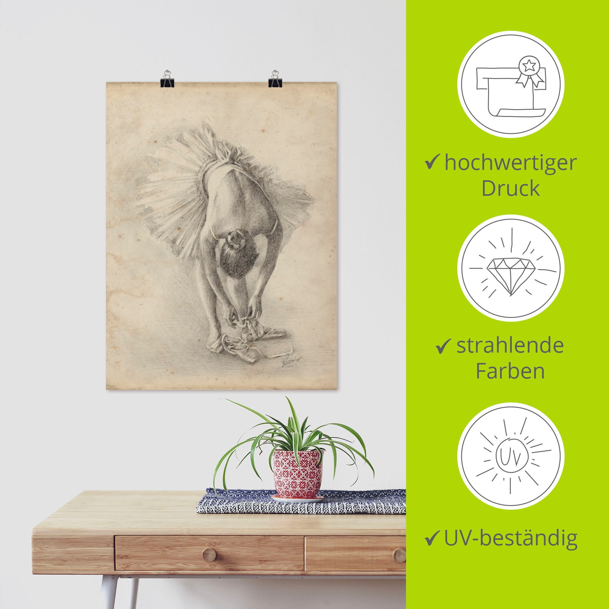 Artland Poster Antieke ballerina's oefening I als artprint van aluminium, artprint op linnen, muursticker of poster in verschillende maten