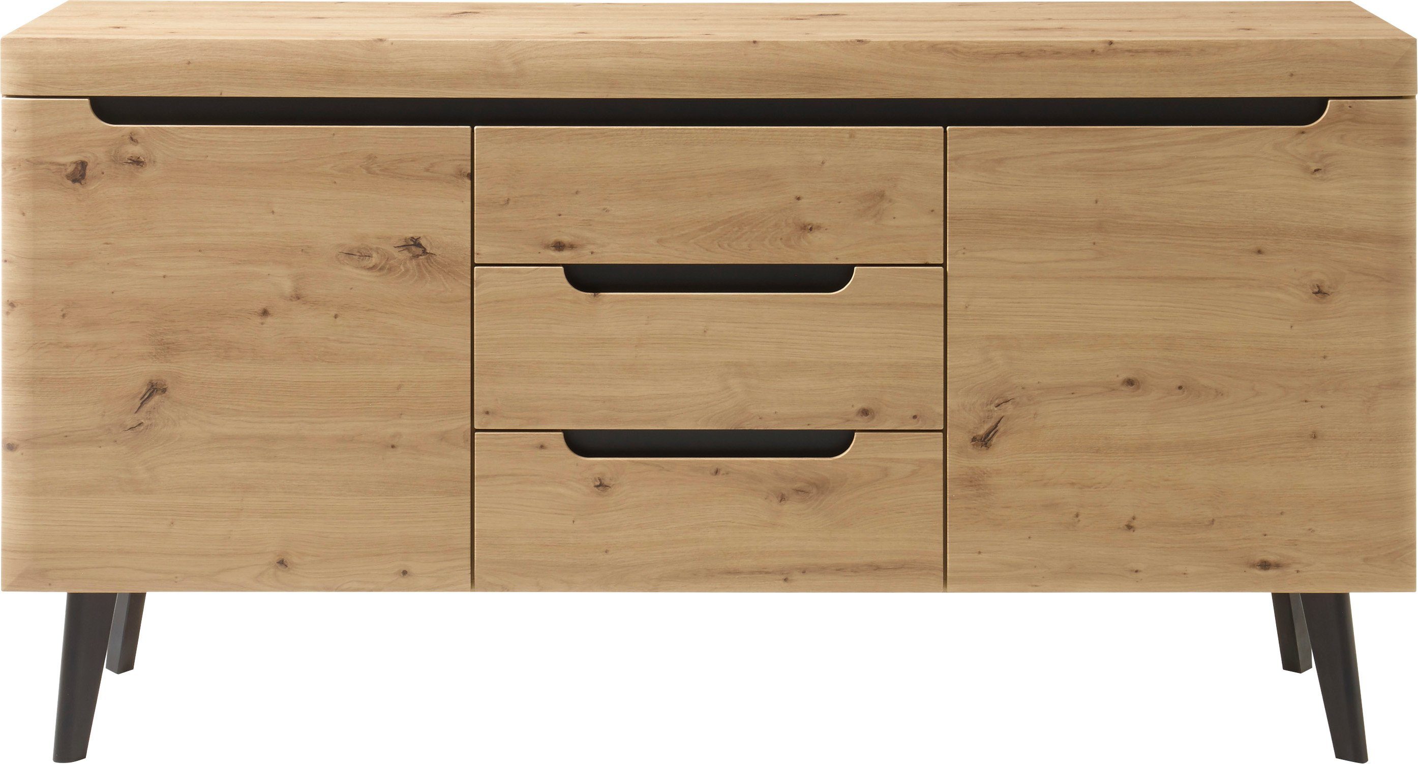 INOSIGN Dressoir Torge, dressoir, commode, ladekast afgeschuinde poten, drie kleuren, scandi design, 160 cm breed (1 stuk)