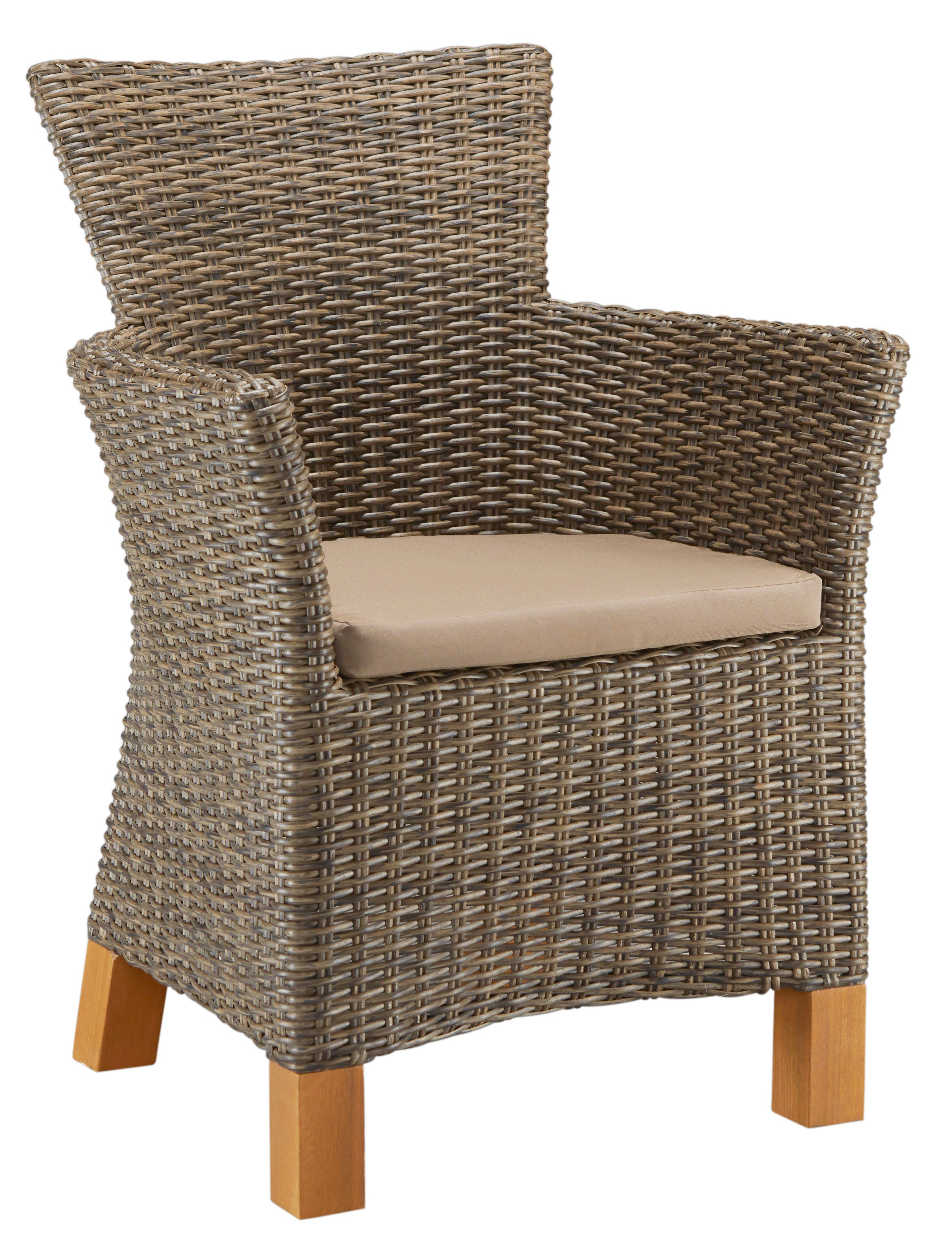 MERXX Tuin-eethoek Toscane 6 fauteuils, tafel 185x90 cm, polyrotan/acacia (13-delig)