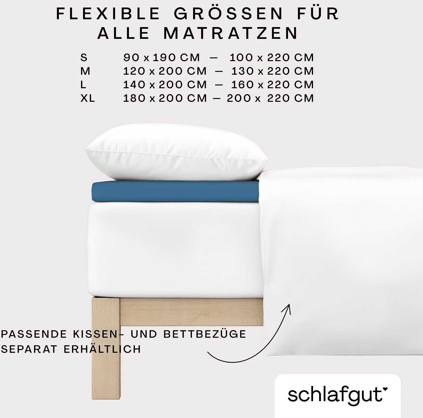 Schlafgut Hoeslaken PURE TOPPER in maat 90x200, 140x200 of 180x200 cm, hoes voor topper van 100% biologische katoen, voor matrassen tot 10 cm hoogte, beddengoed (1 stuk)