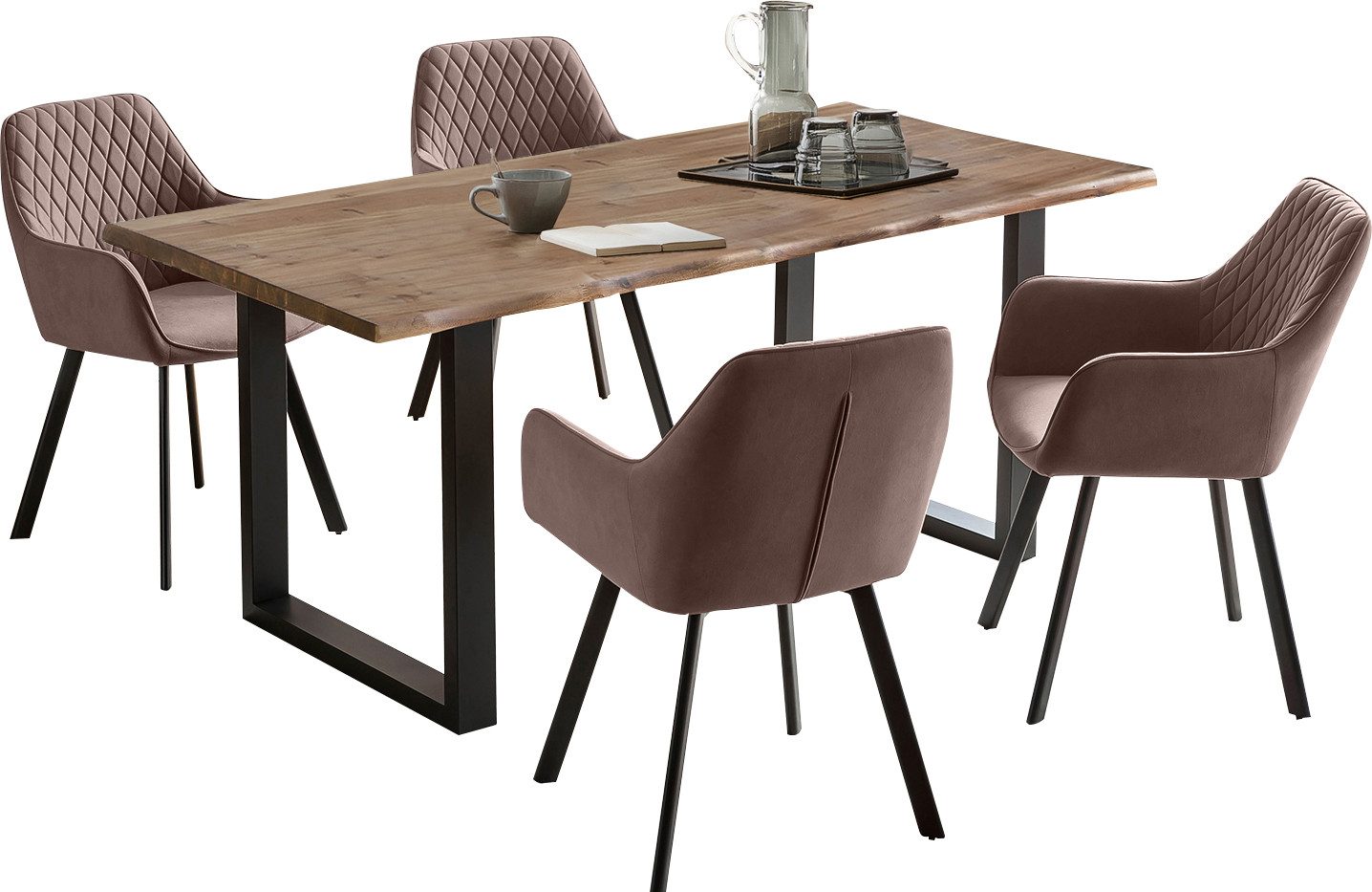 SalesFever Eethoek Tafelblad behandeld met OSMO hardwasolie in zijdeglans afwerking (set, 5-delig)