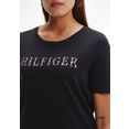 tommy hilfiger t-shirt reg feather print open-nk tee ss met speels tommy hilfiger-logo-opschrift zwart