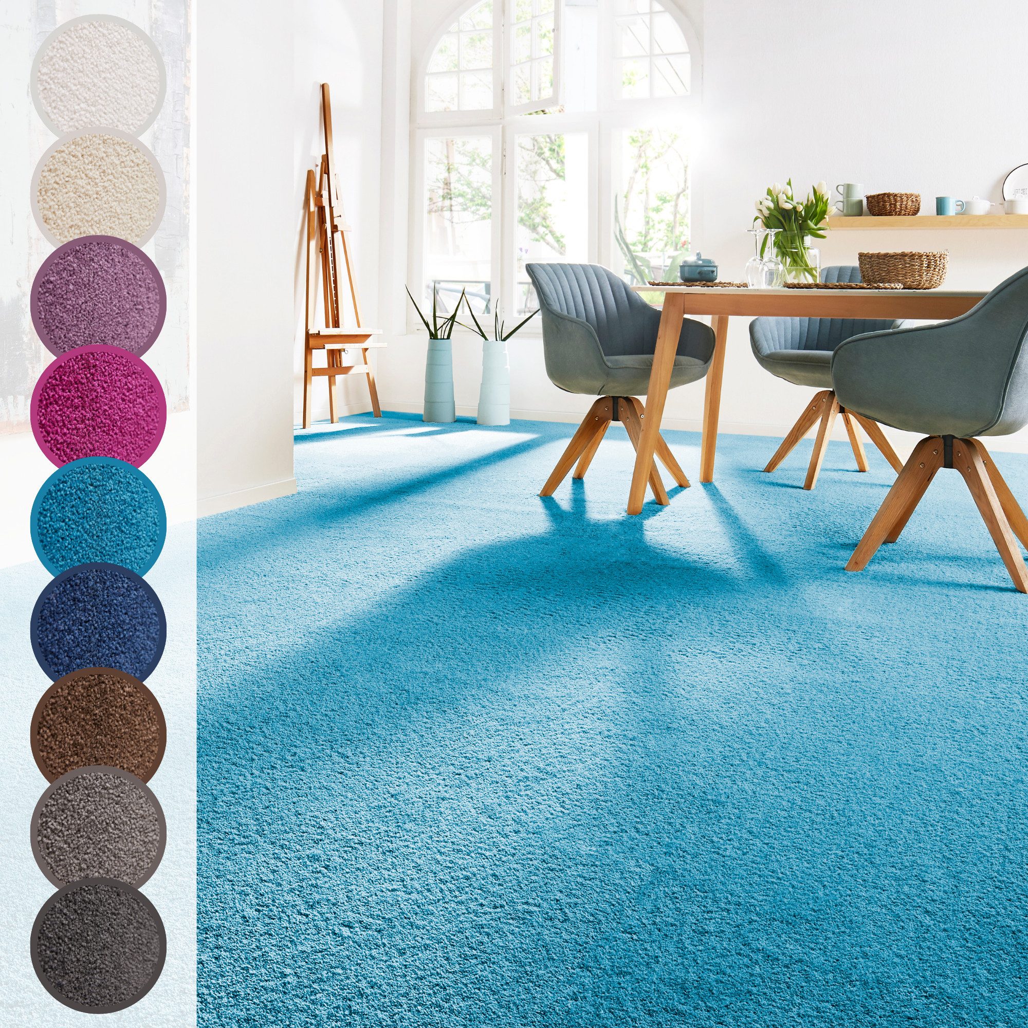 Andiamo Tapijt Sophie, frisée velours, Netherland Effen kleuren, breedte 400 cm of 500 cm, slijtvast & onderhoudsvriendelijk tapijt maat 400 cm x 350