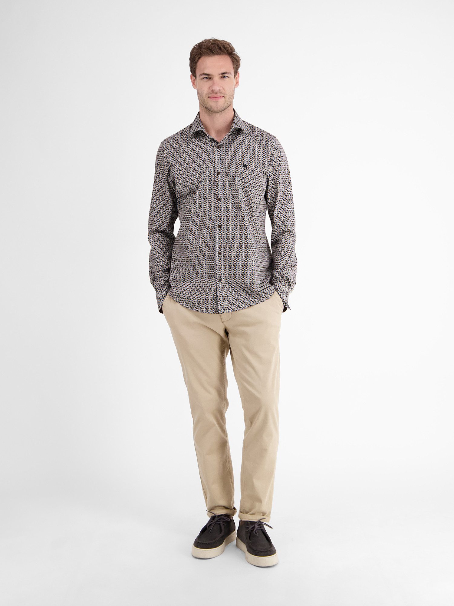 Lerros Overhemd met lange mouwen LERROS poplin overhemd met stretch