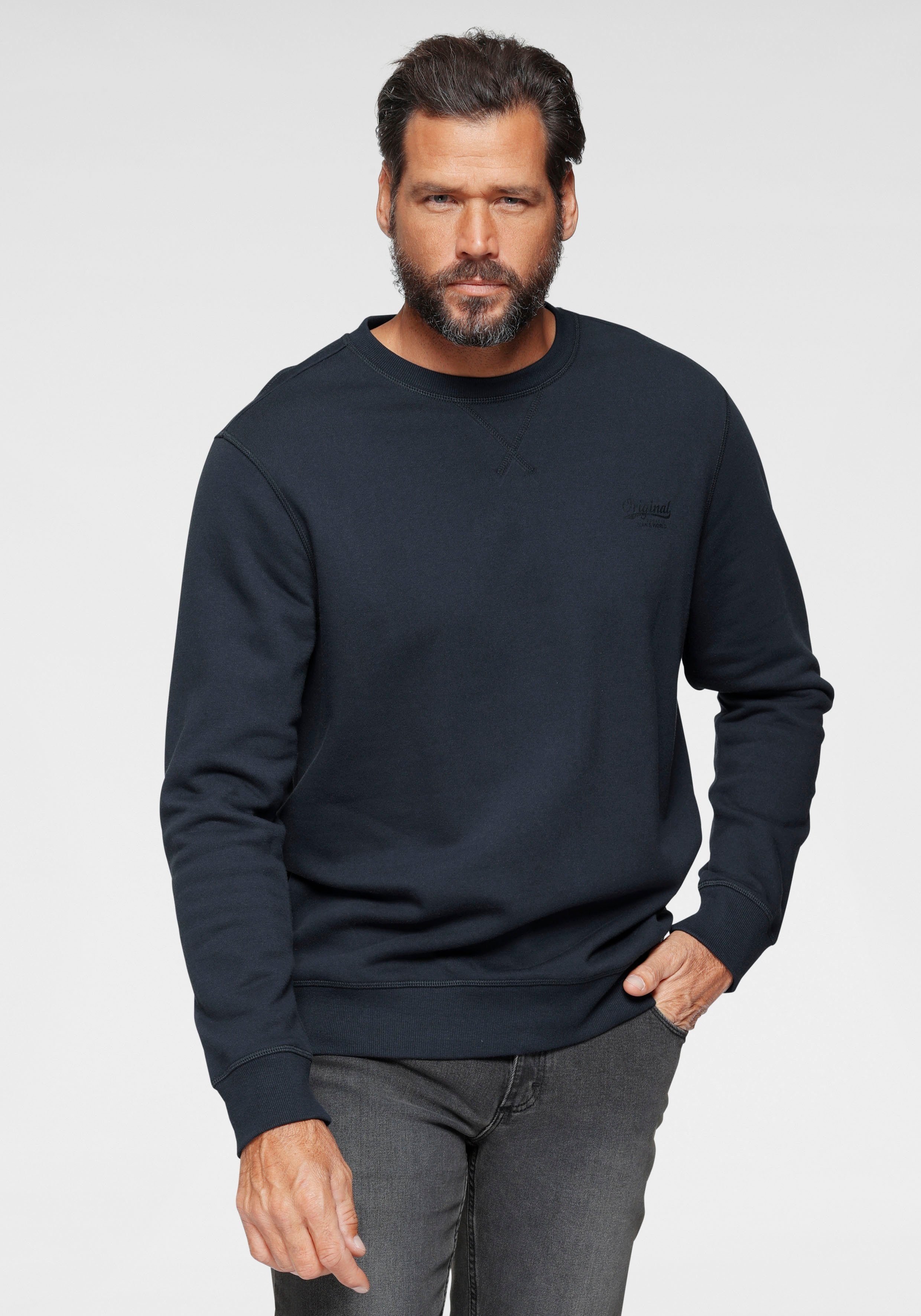 Man's World Sweatshirt Lange mouwen, basic-stijl, effen, ronde hals