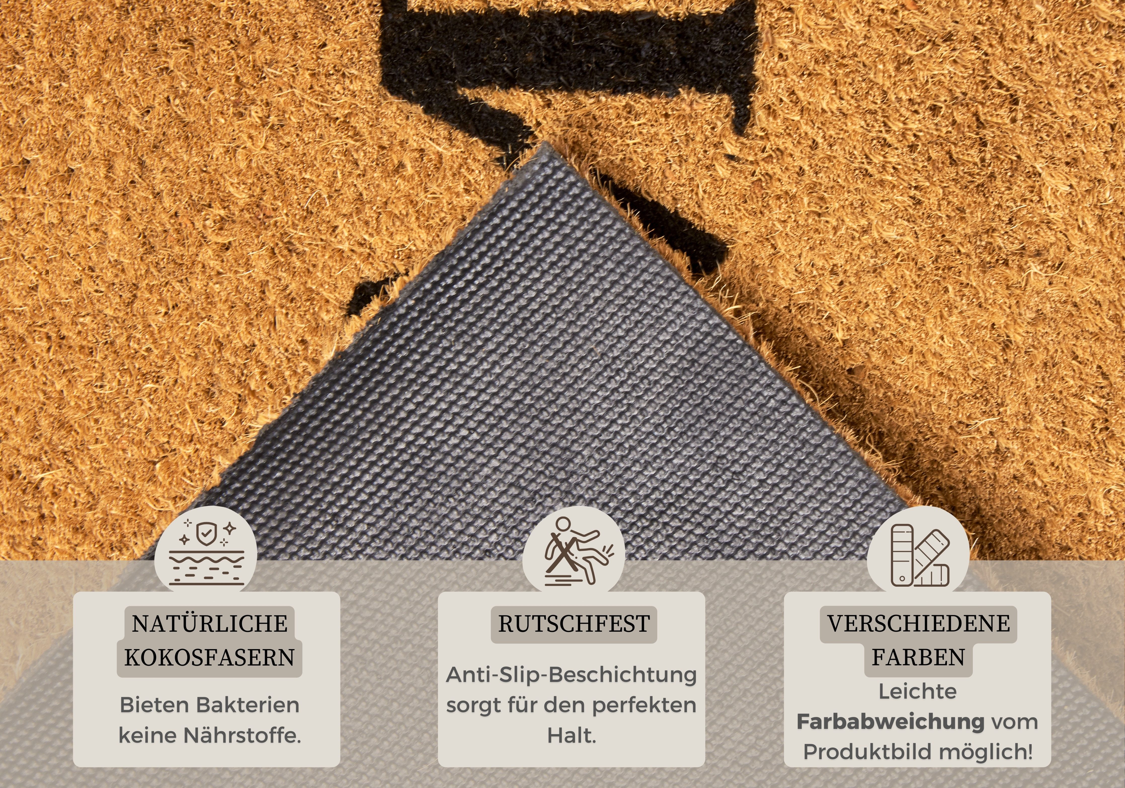 HANSE Home Mat Home, deurmat Kokos, vuilopvangmat, outdoor, antislip, binnen, kokosmat, gang