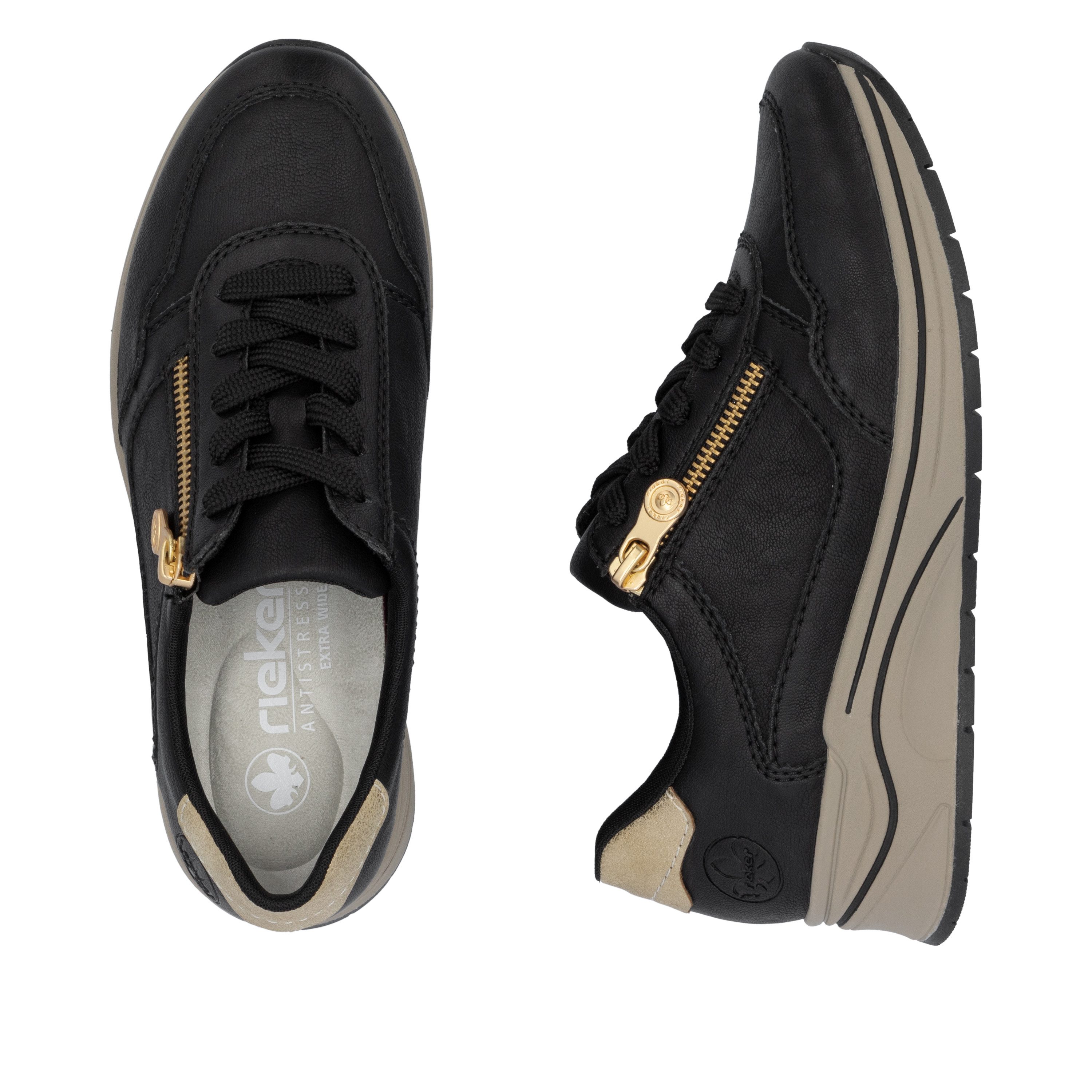 Rieker Sneakers met sleehak , lage schoen, veterschoen, vrijetijdsschoen met zachte inlegzool