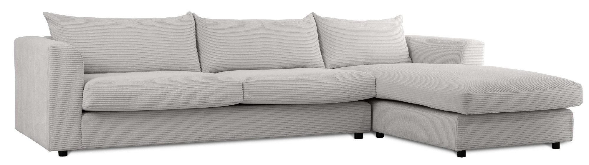 LeGer Home by Lena Gercke Hoekbank Avelina Breedte 297 cm, in cord- en chenille-stof, rugkussen met veren (2-delig)