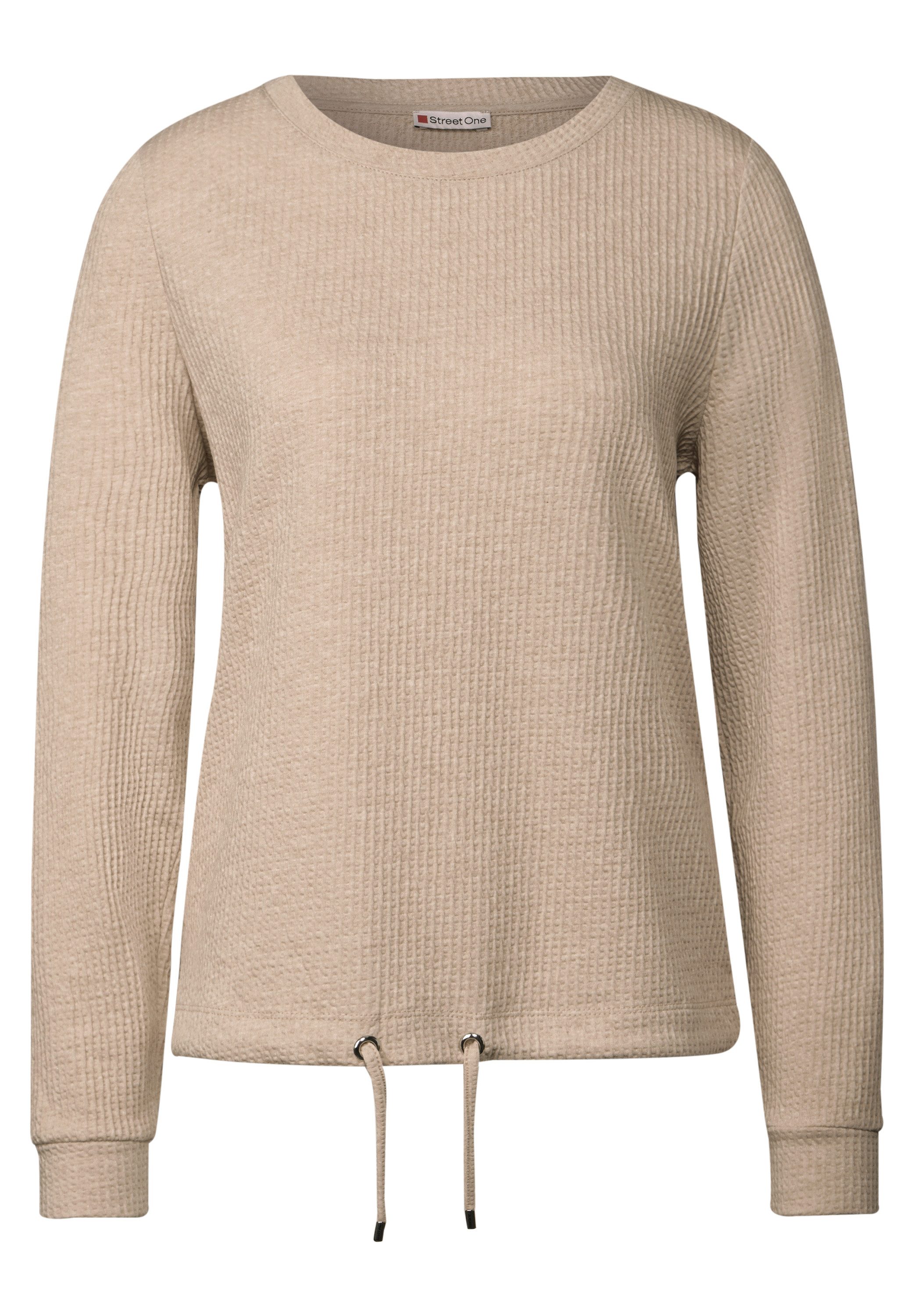STREET ONE Sweatshirt Structuur-look, met elastische zoom met tunnelkoord