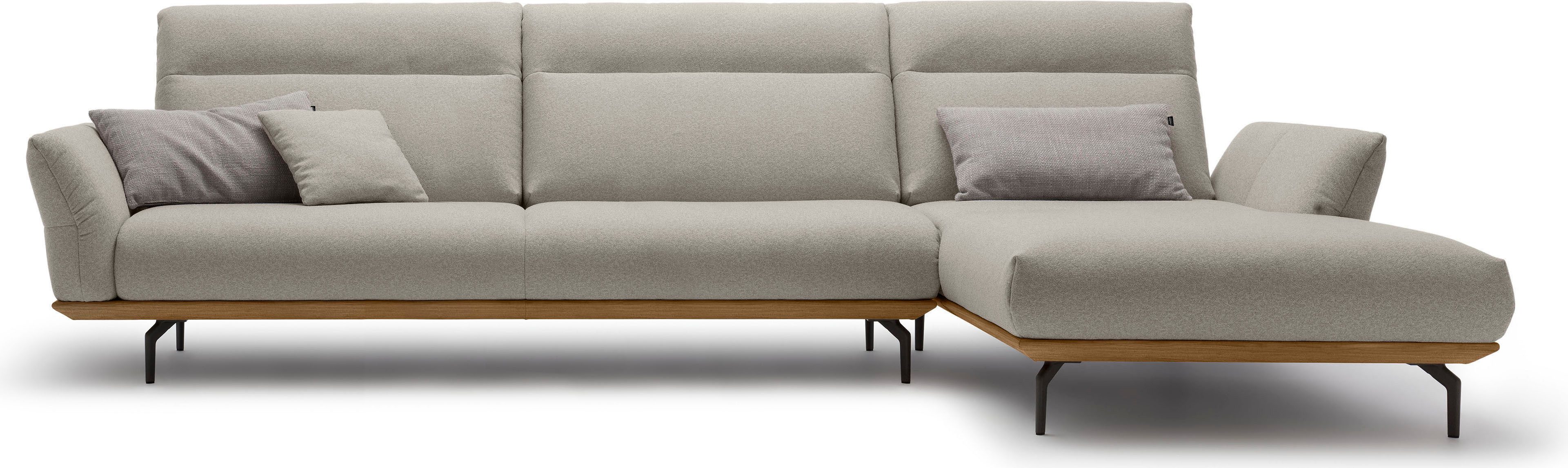 OTTO Creation BY ROLF BENZ Hoekbank Hs.460 Sokkel in walnotenhout, onderstel in umbra grijs, breedte 338 cm grijs, hoekbanken, Recamiere rechts