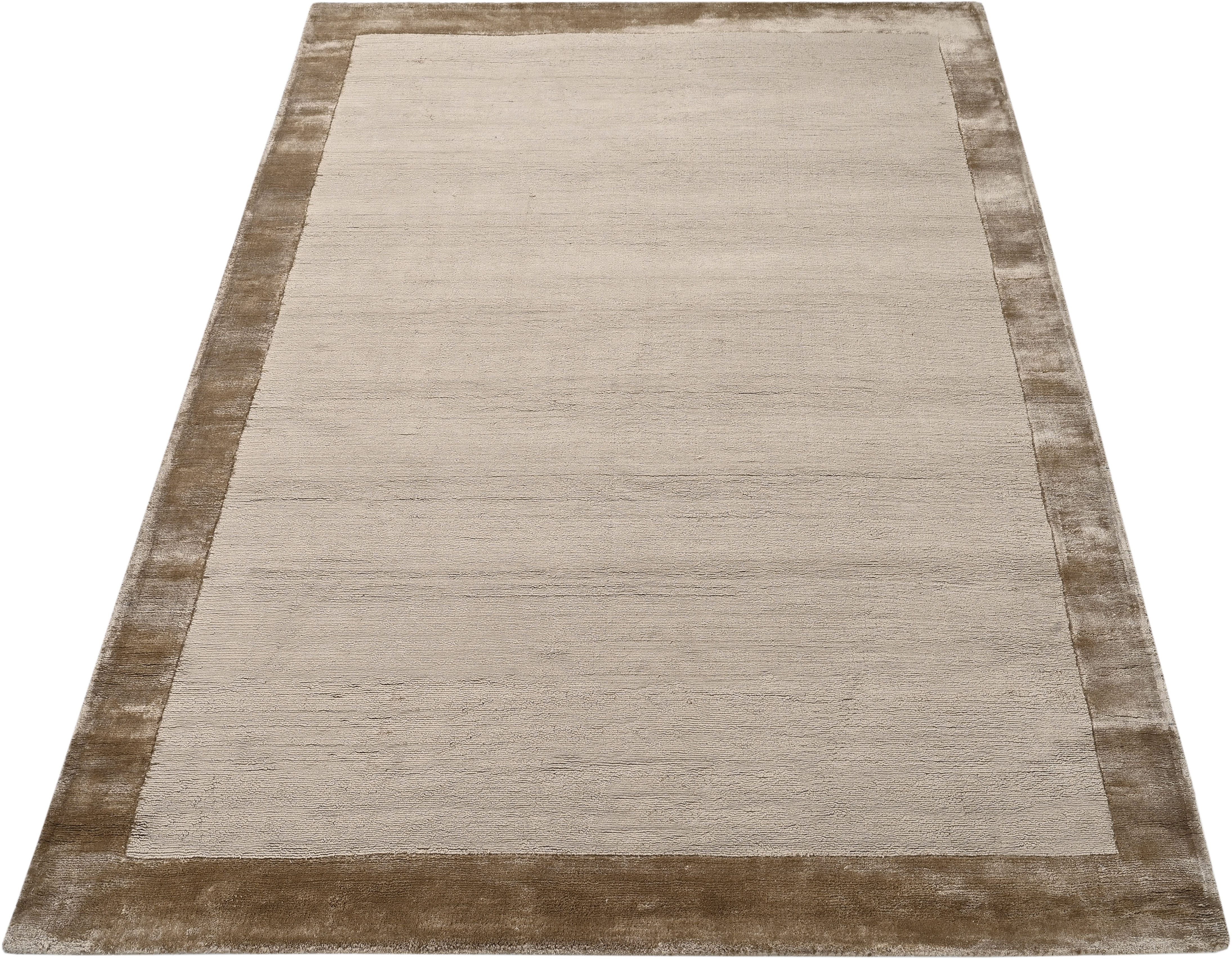 my home Vloerkleed Shirley Light, handgeweven viscose tapijt, met subtiele bies bijzonder glans door viscose, woonkamer, slaapkamer, eetkamer