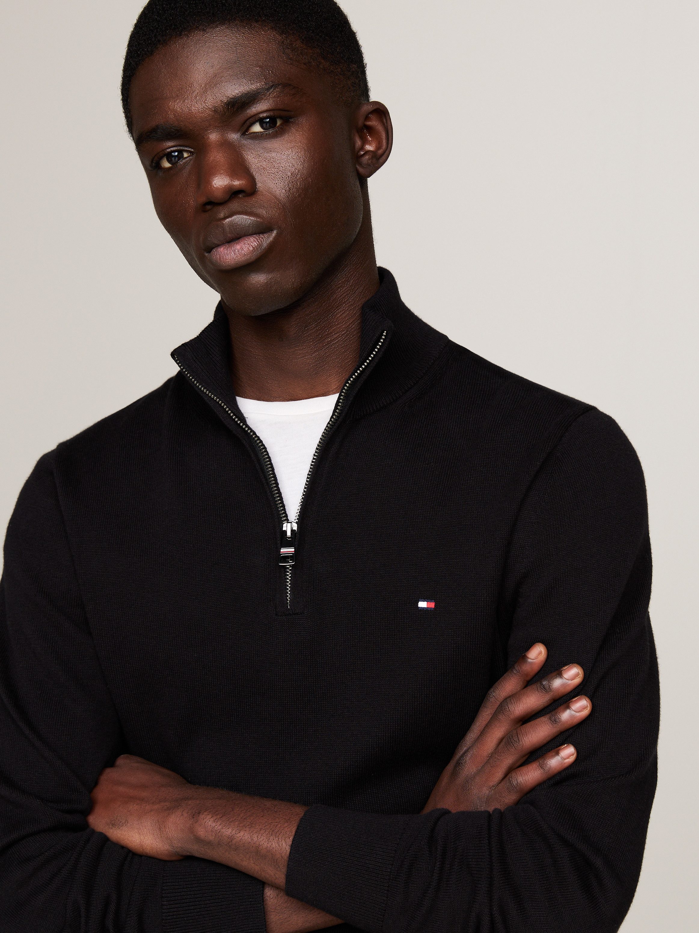 Tommy Hilfiger Schipperstrui PIMA ORG CTN CASHMERE ZIP MOCK